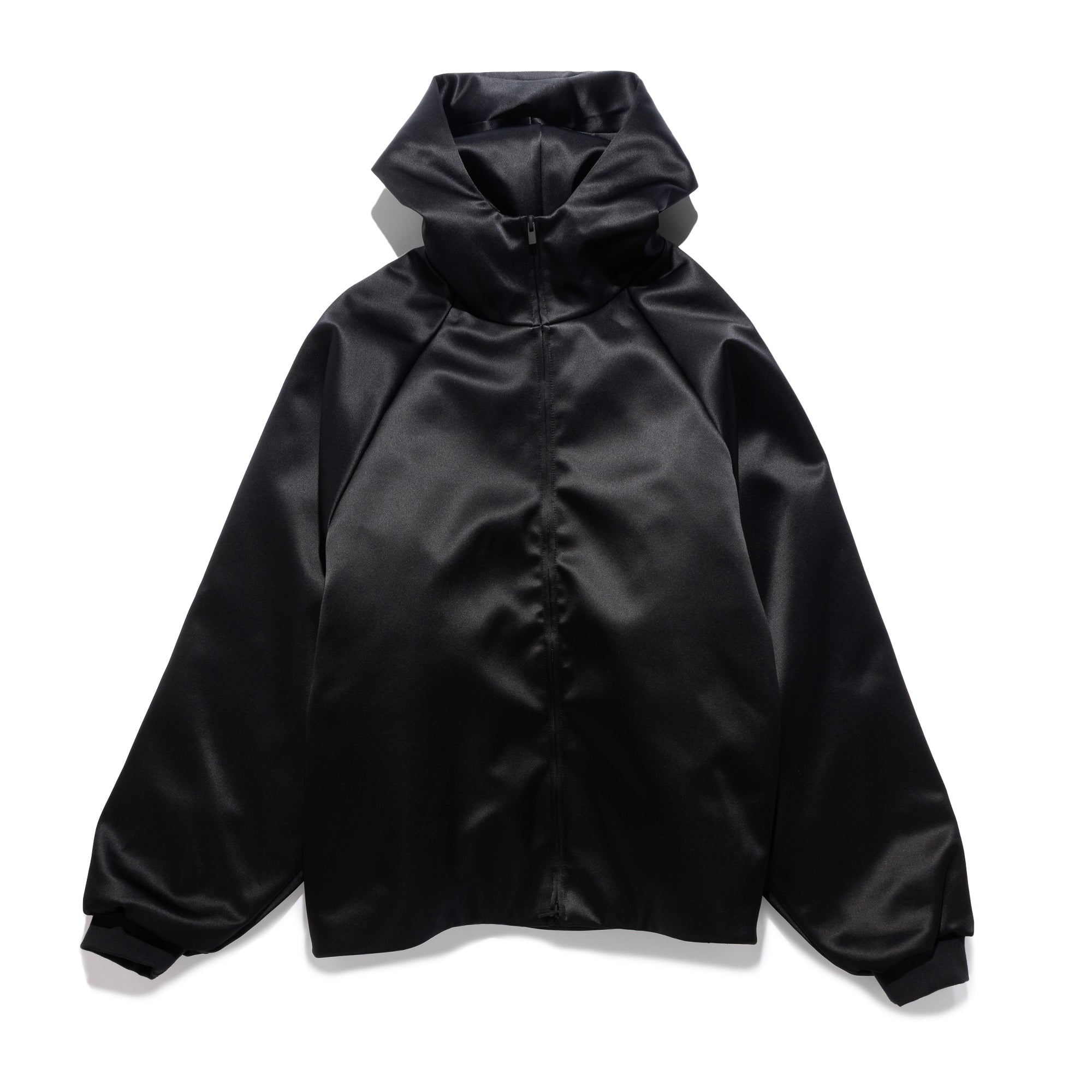 Hooded Satin Bomber Jacket Vintage Black 202HO568101F