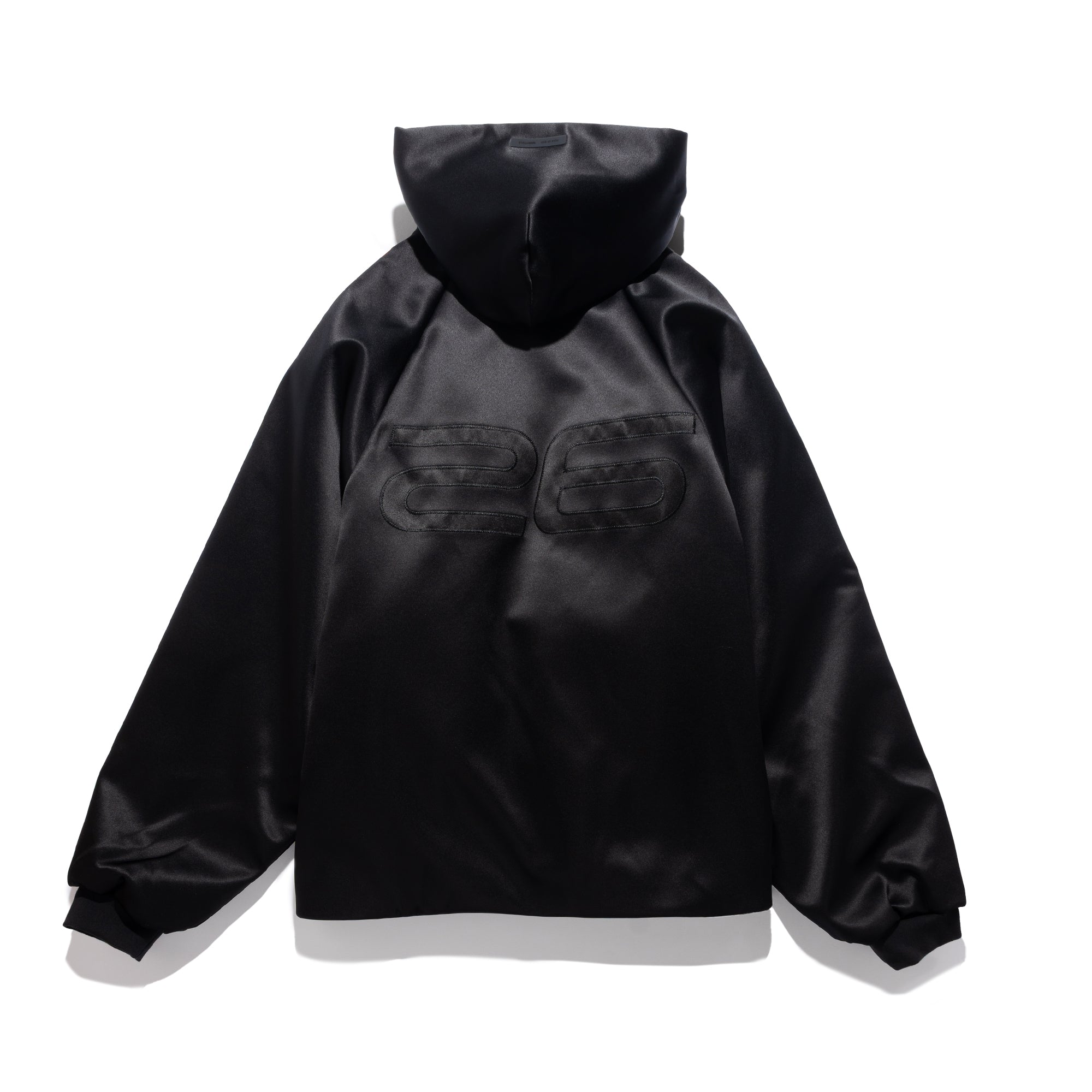 Hooded Satin Bomber Jacket Vintage Black 202HO568101F