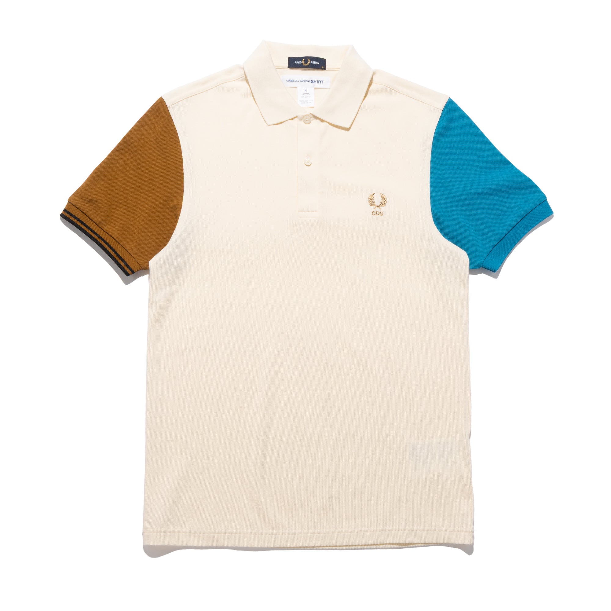 CDG Shirt x Fred Perry S/S Polo Shirt Ecru/Cyan FP-T503-W25