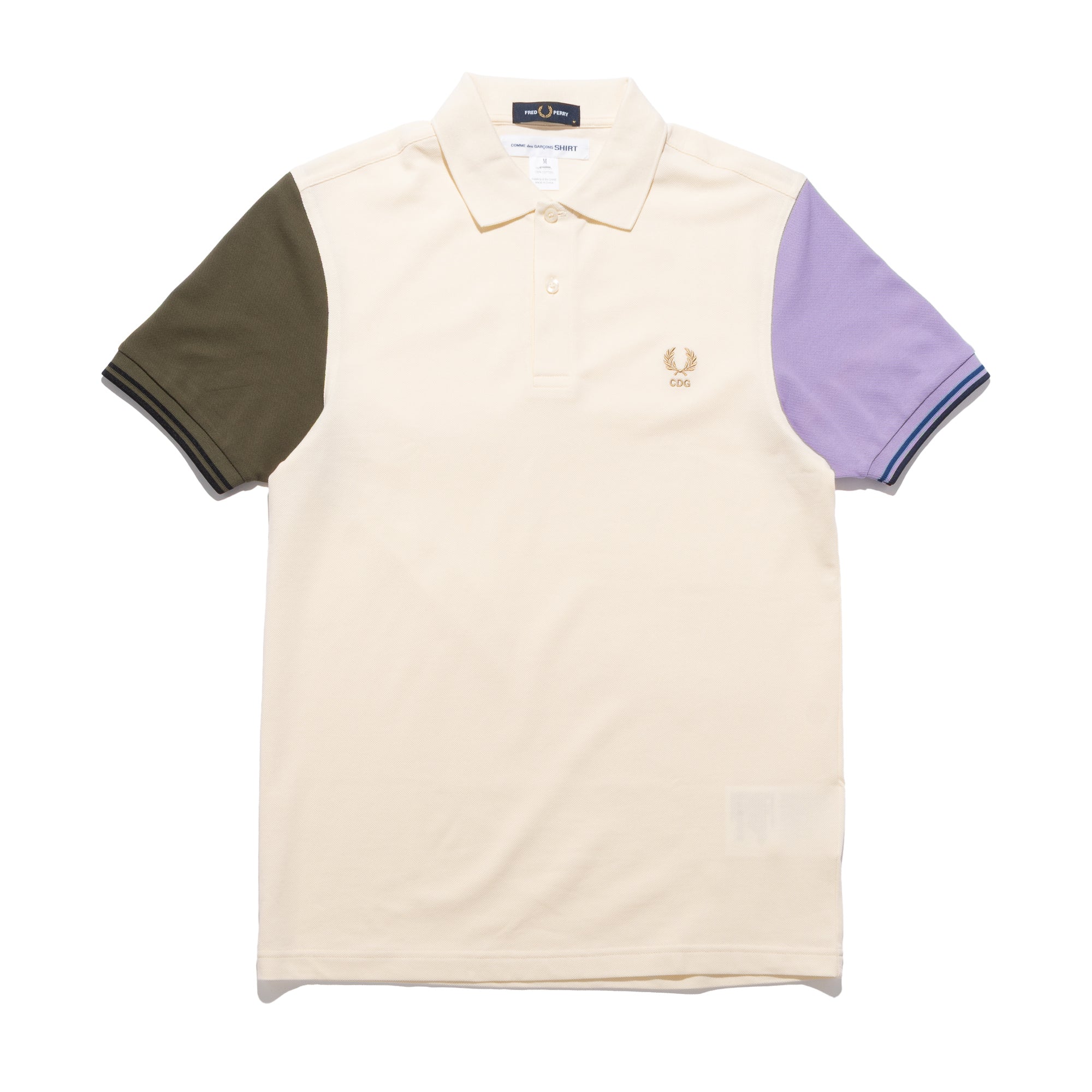 CDG Shirt x Fred Perry S/S Polo Shirt Ecru/Purple FP-T504-W25