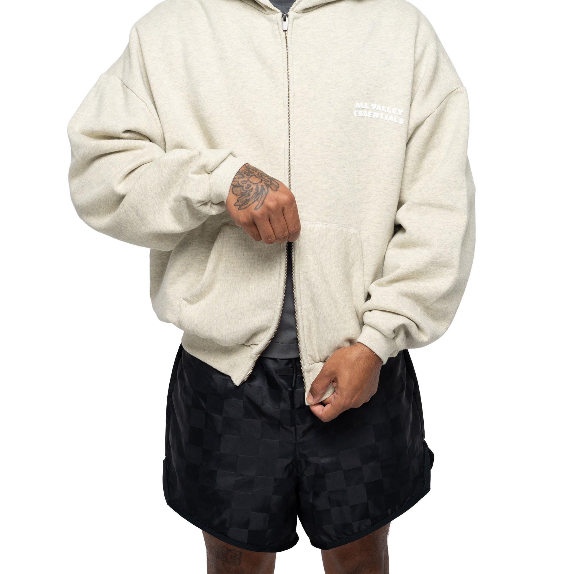 90's Full Zip Up Hoodie Washed Vanilla RW00290-0144