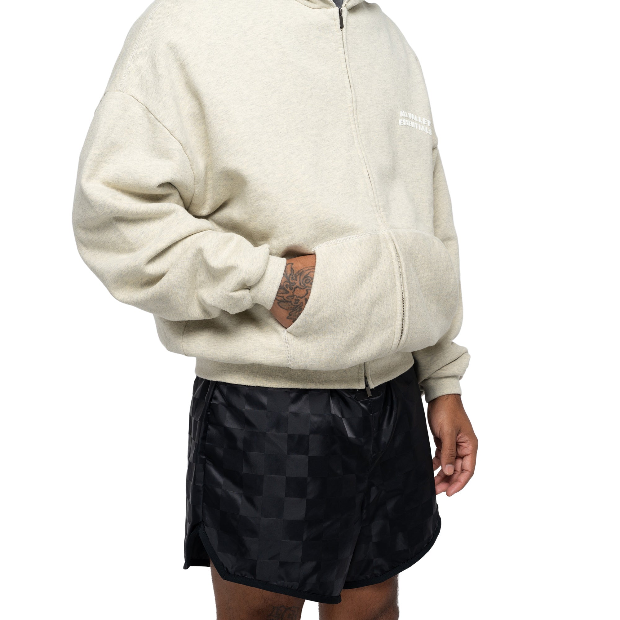 90's Full Zip Up Hoodie Washed Vanilla RW00290-0144