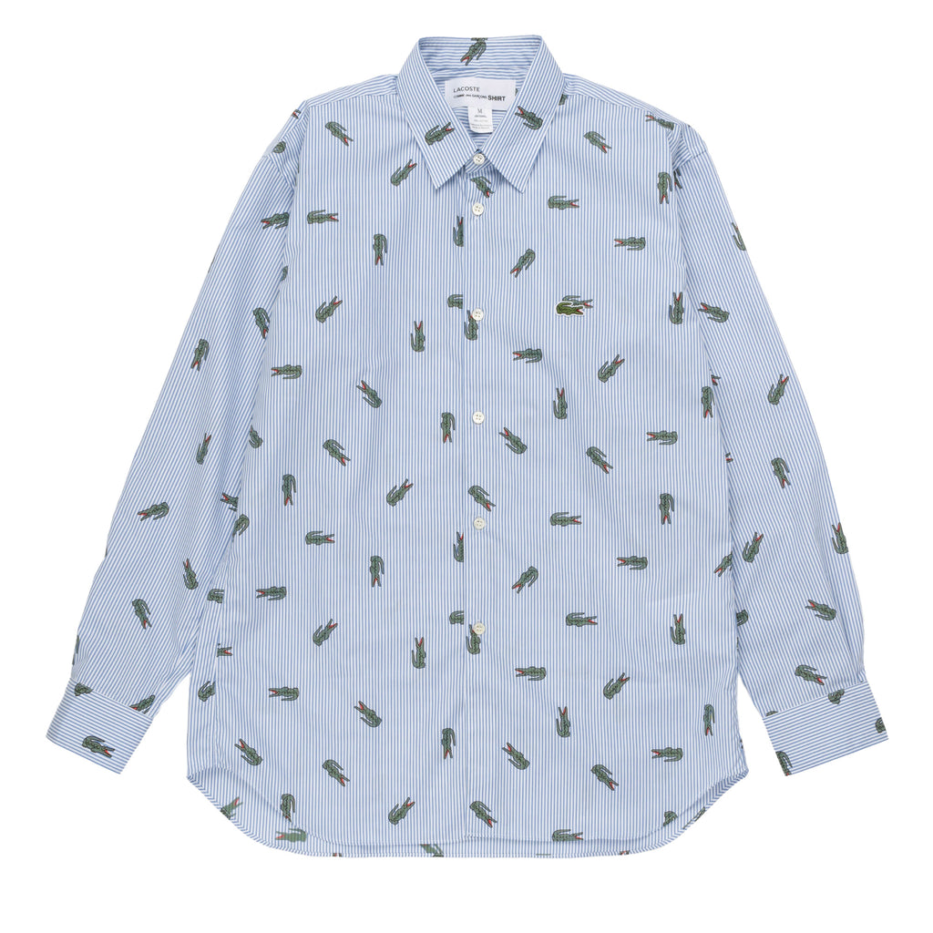 CDG SHIRT Lacoste Print Shirt FL-B004-W23 Blue Stripe