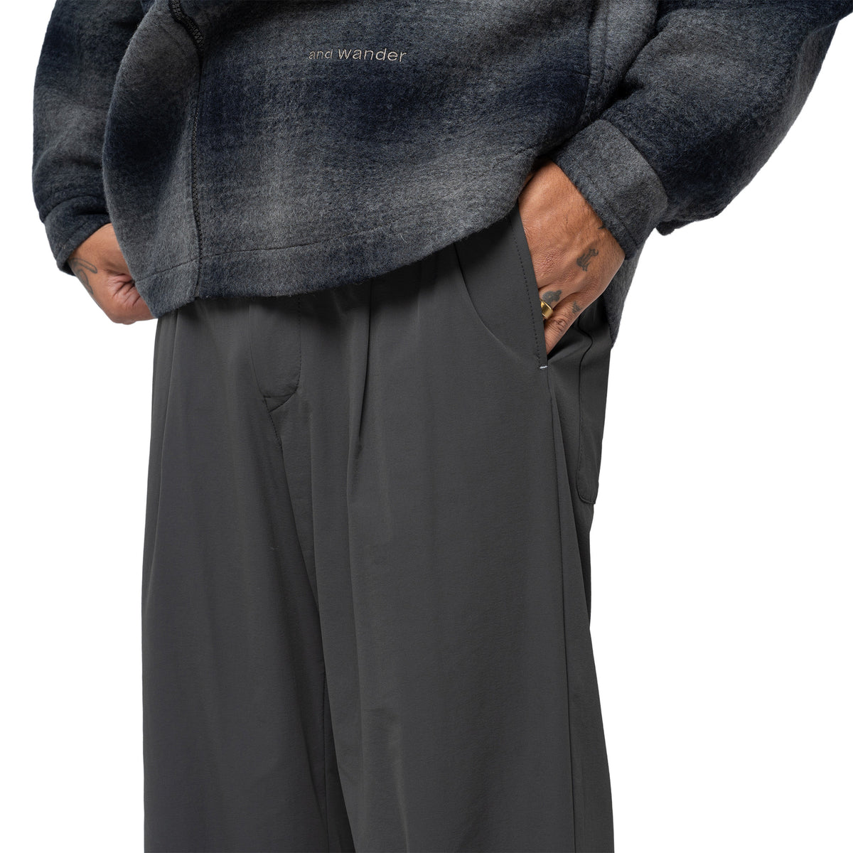 Lightweight Cloth Wide Pants Charcoal 574-6282072