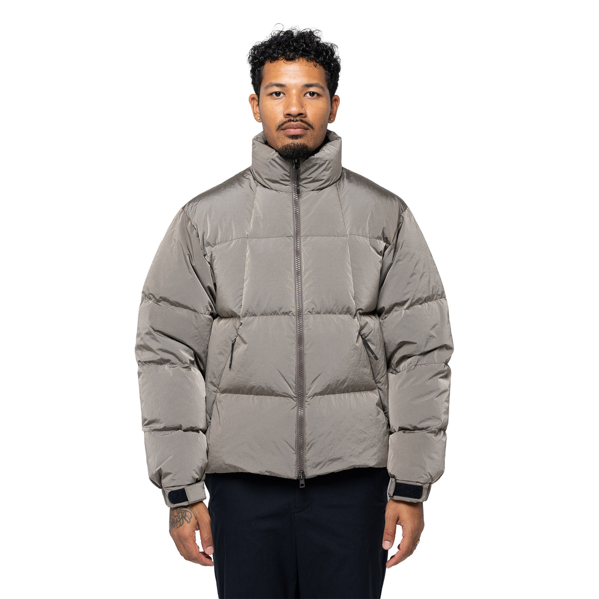 Dope Dyed Ripple Nylon Down Jacket Woody Beige GL26330