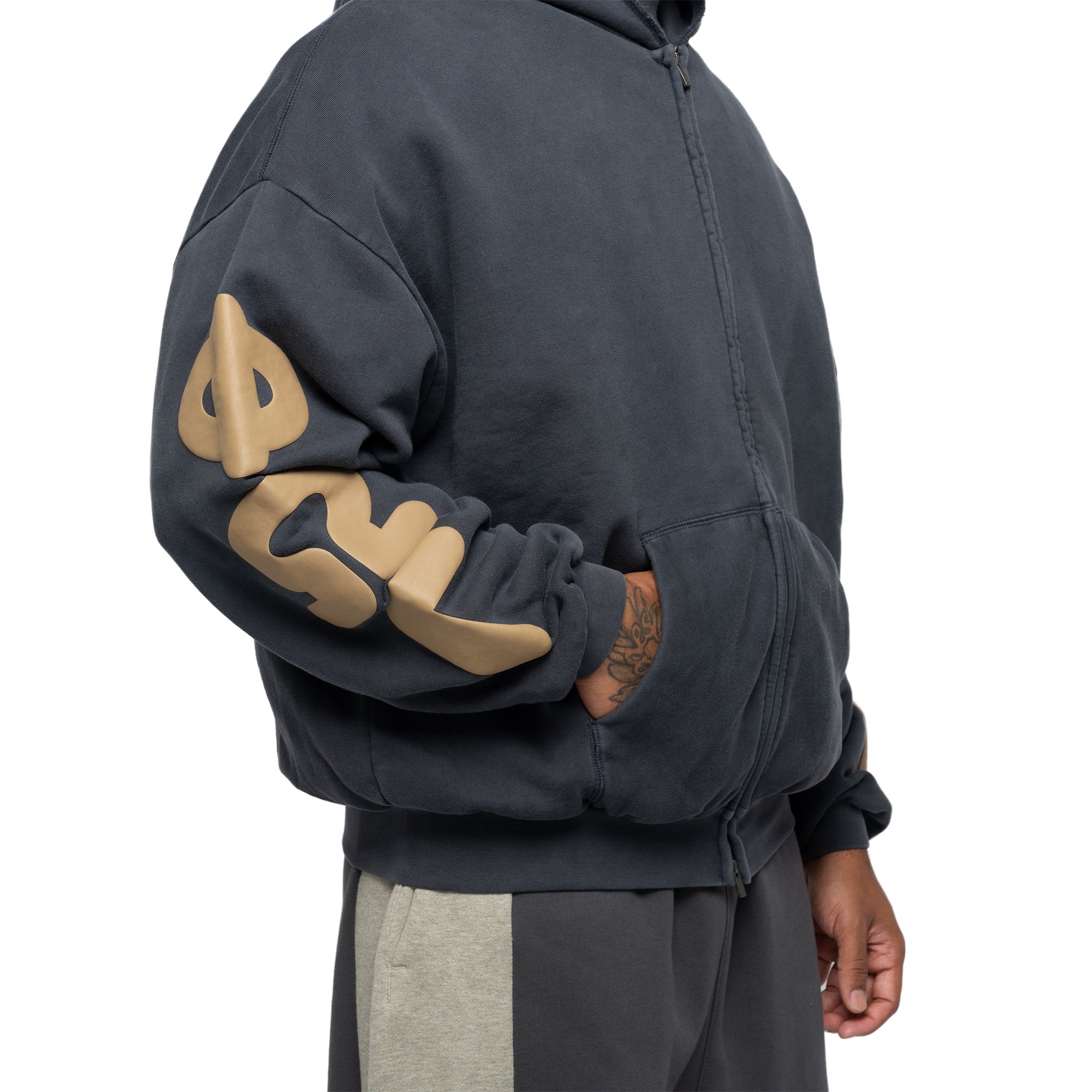 90's Zip Up Hoodie Washed Grey RW00388-0146