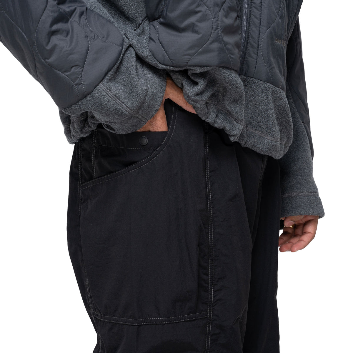 Crinkled Nylon Pants Black 574-6982095