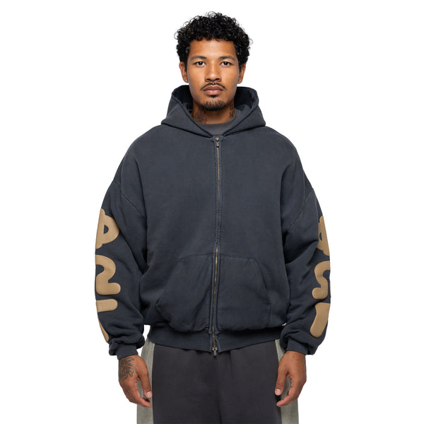 90's Zip Up Hoodie Washed Grey RW00388-0146