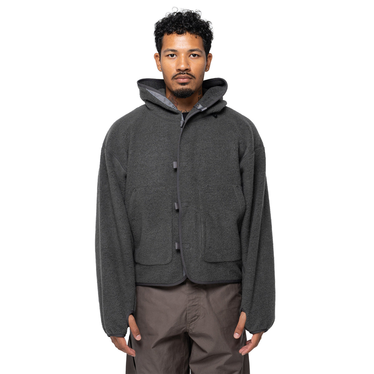 Wool Fleece Hoodie Dark Lava GZ36306