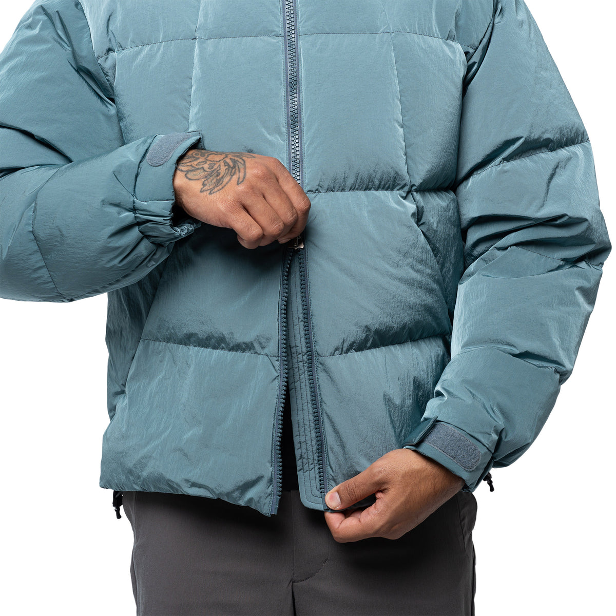 Dope Dyed Ripple Nylon Down Jacket Chrysocolla GL26330