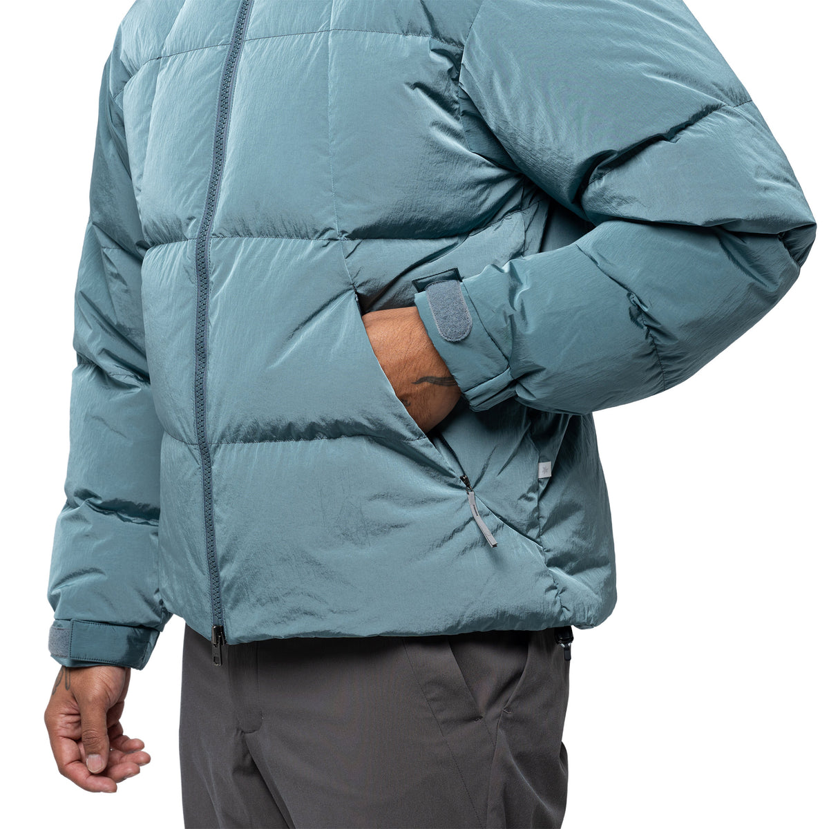 Dope Dyed Ripple Nylon Down Jacket Chrysocolla GL26330