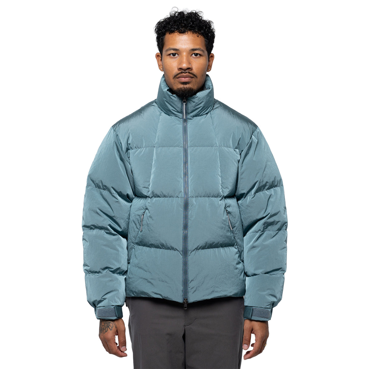 Dope Dyed Ripple Nylon Down Jacket Chrysocolla GL26330