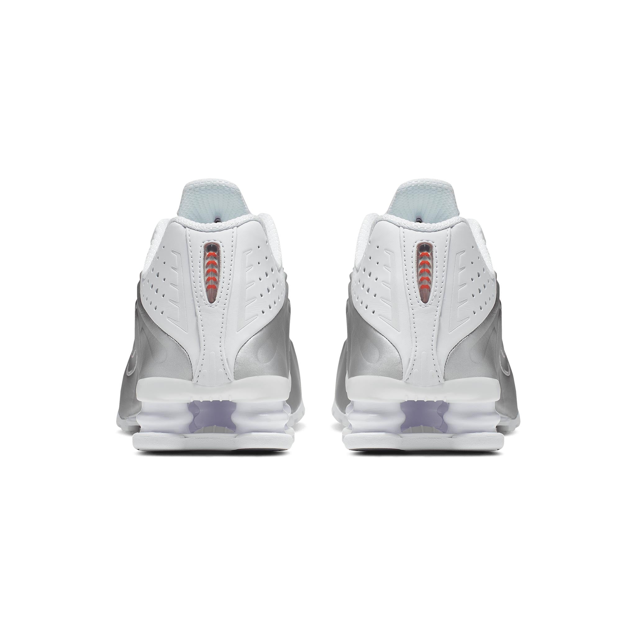 Women's Nike Shox R4 White/White-Metallic Silver-Max Orange AR3565-101