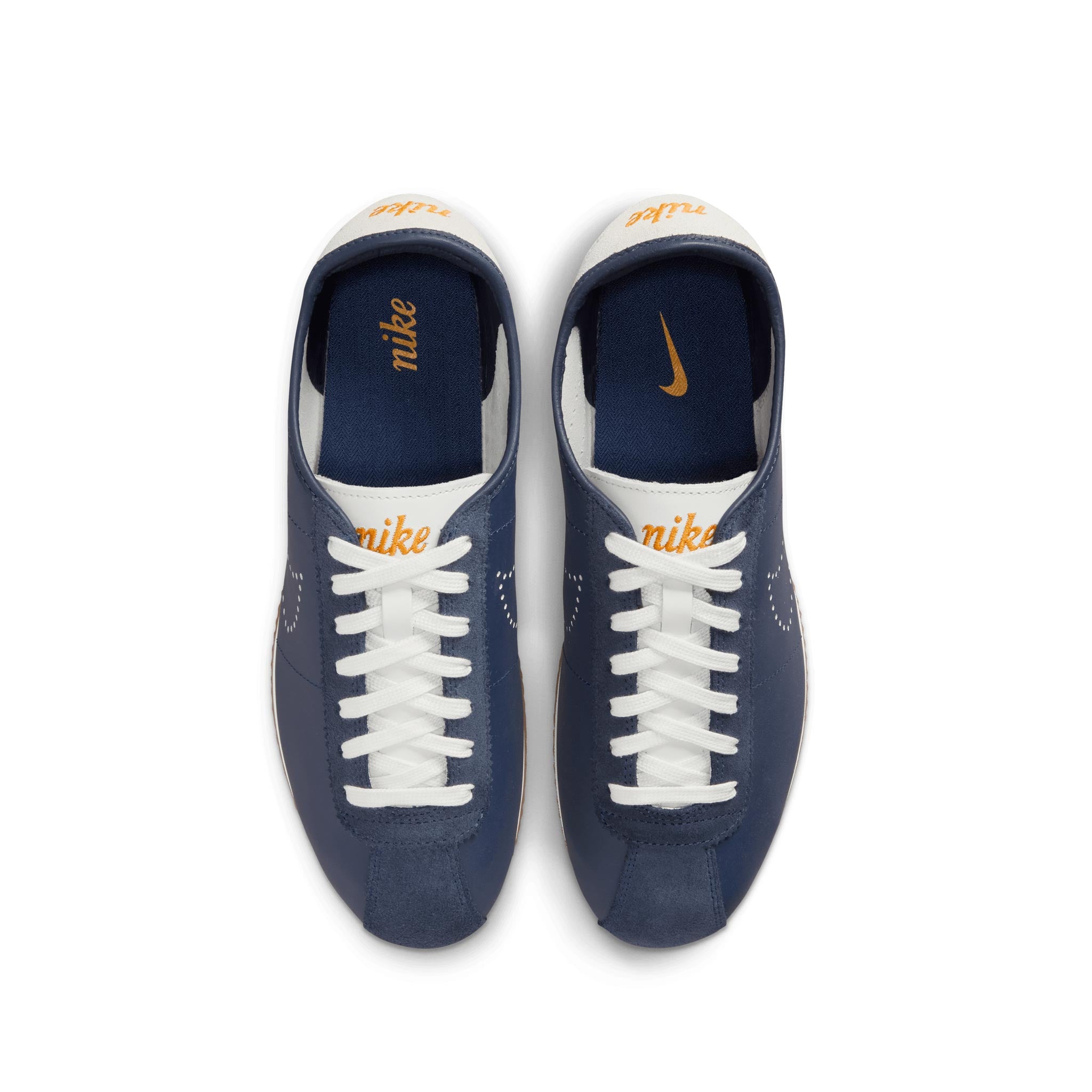 blue nike cortez leather