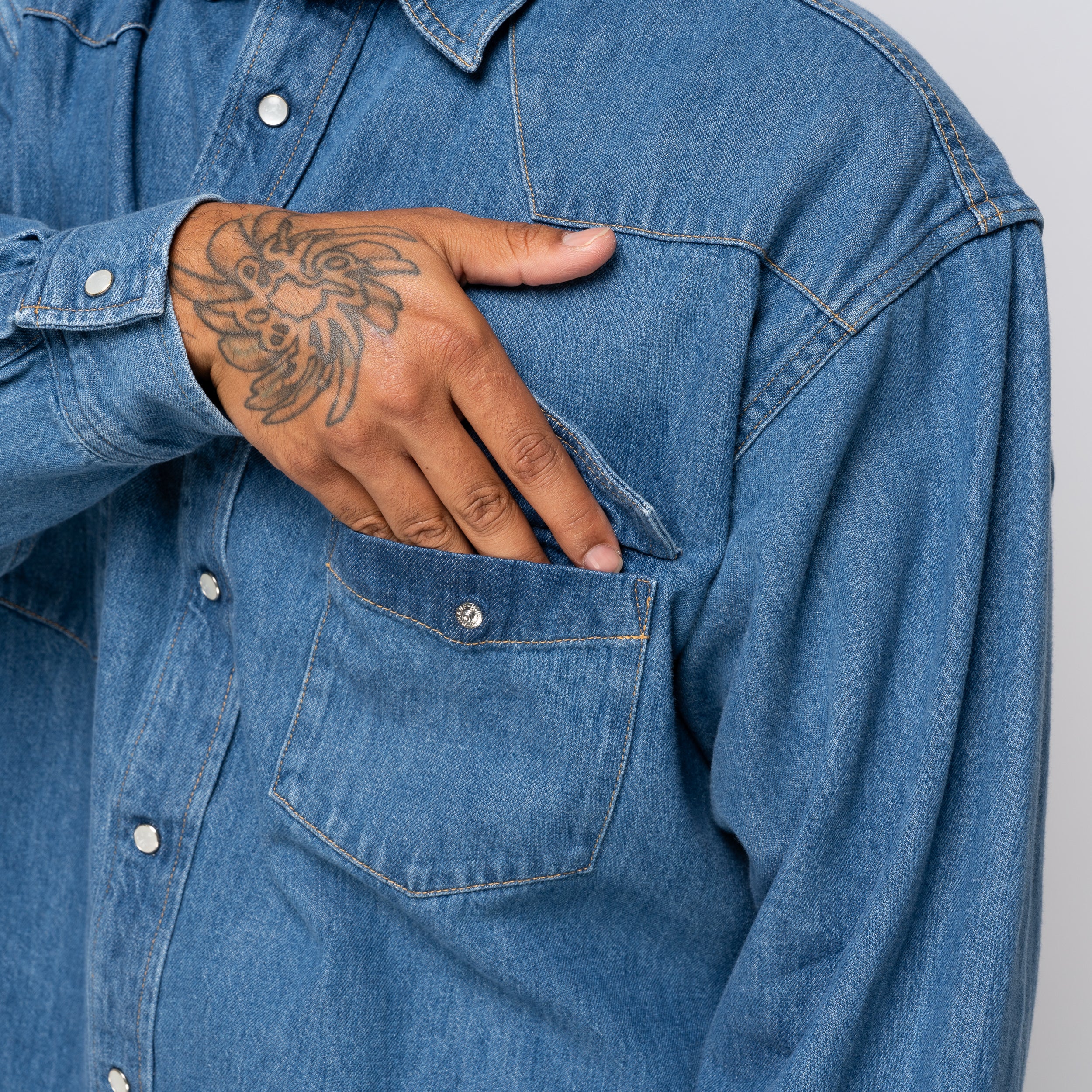 Western Shirts Enzyme Wash Indigo 1007AWSH01-1