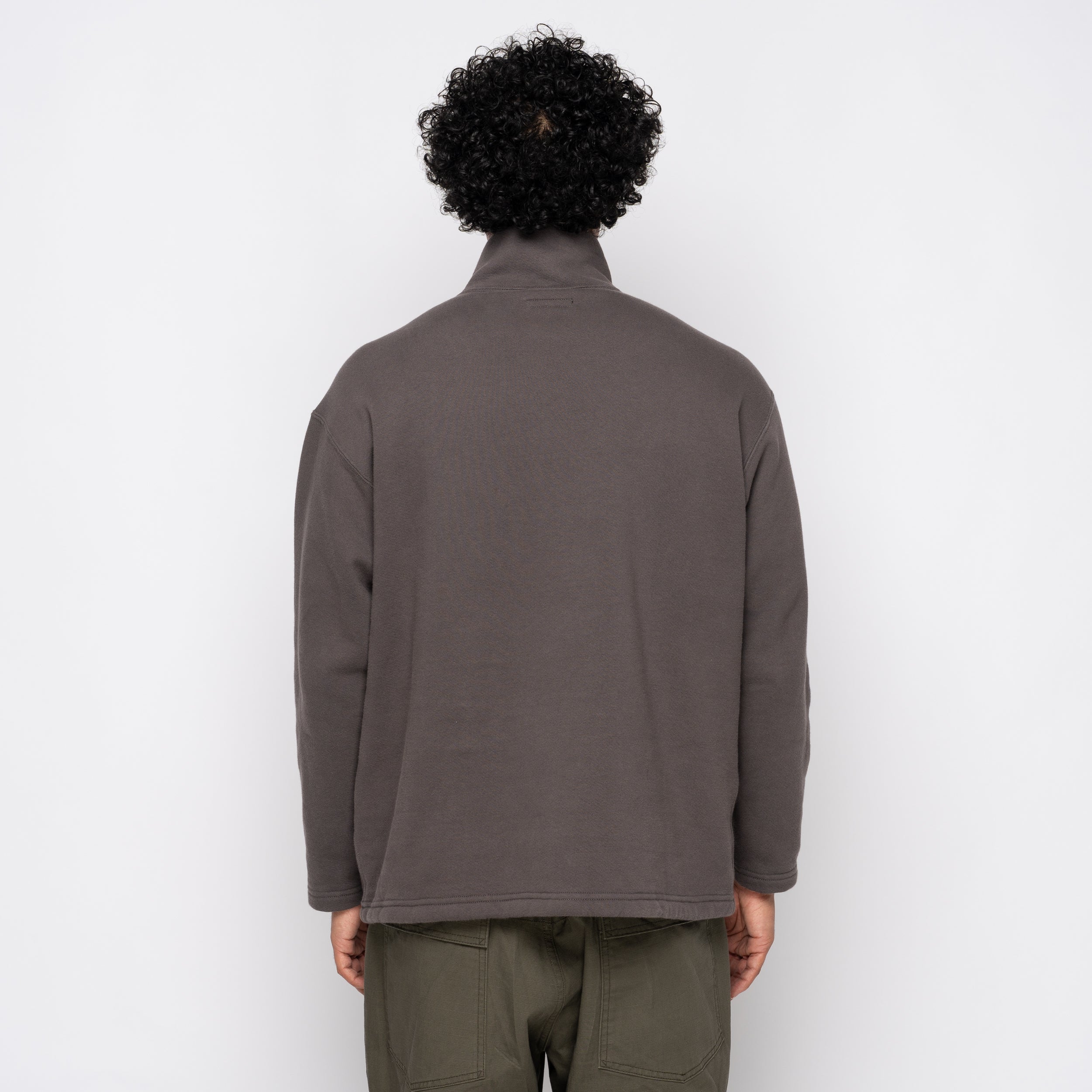 EG Zip Mock Neck 12oz Cotton Fleece Graphite 25F1B035