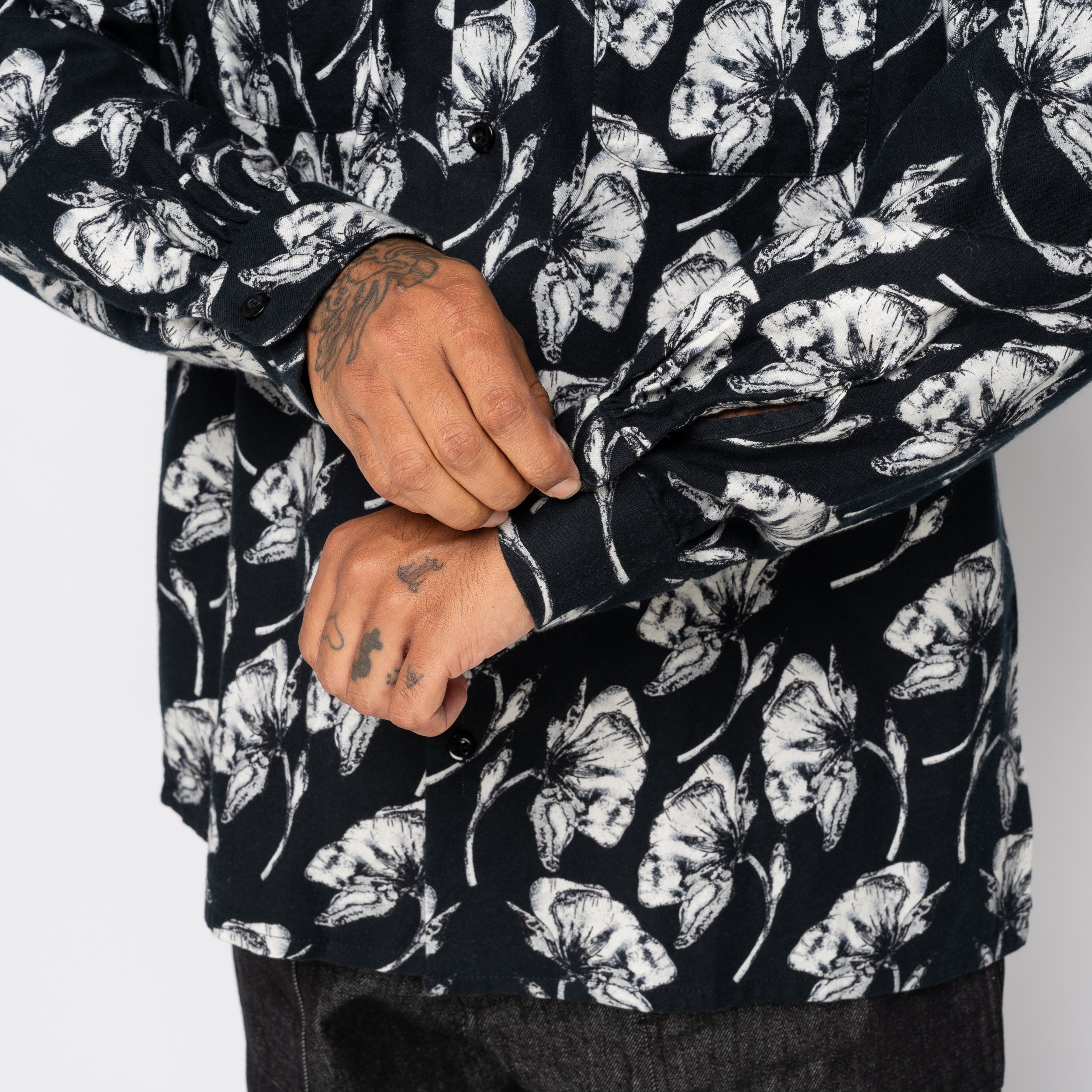 EG Classic Shirt Cotton Brushed Black 25F1A005