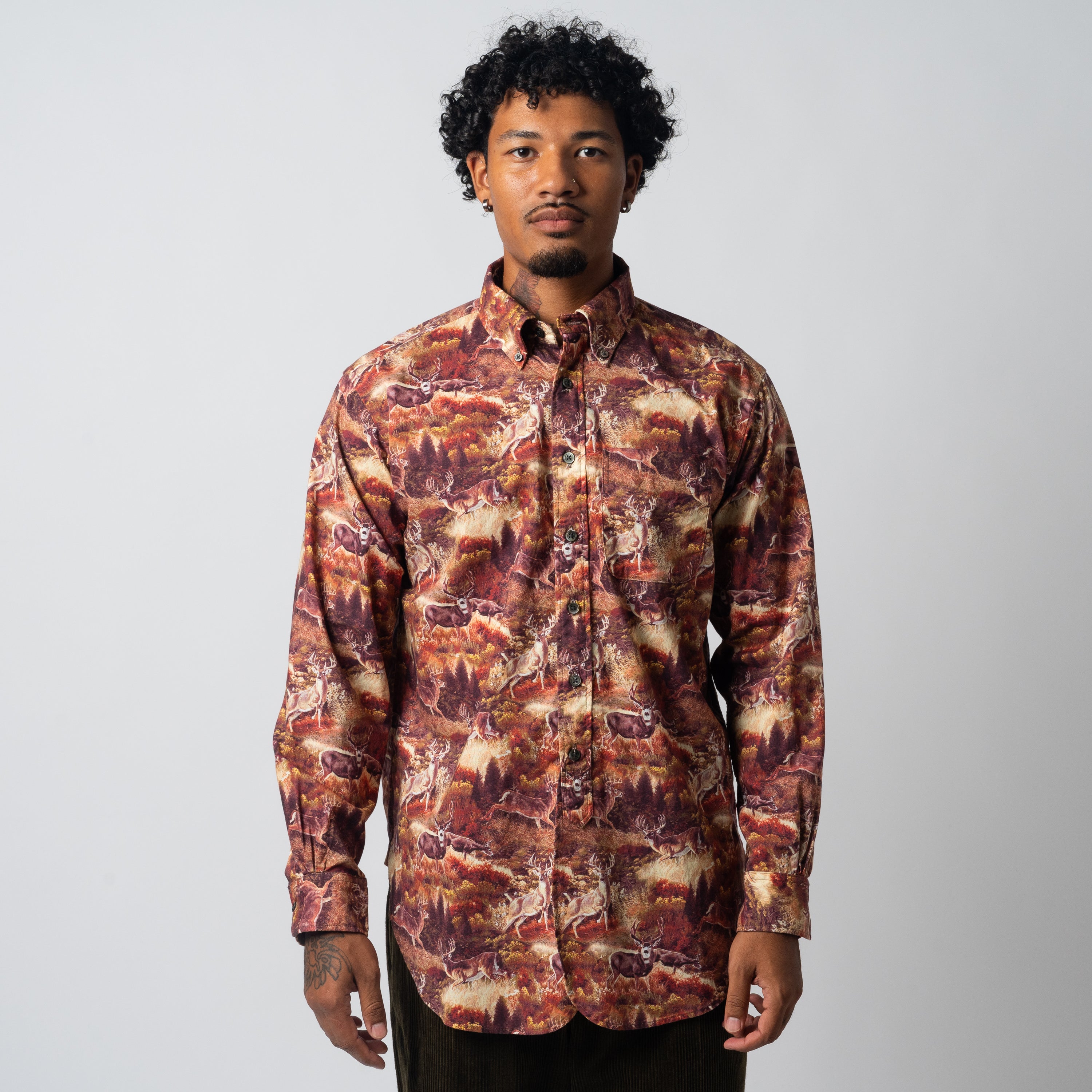 EG 19 Century BD Shirt 23F1A001 Brown Deer Print