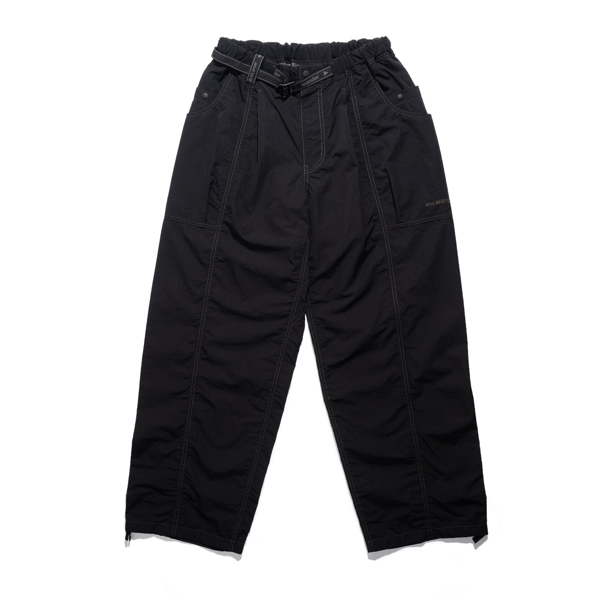 Crinkled Nylon Pants Black 574-6982095