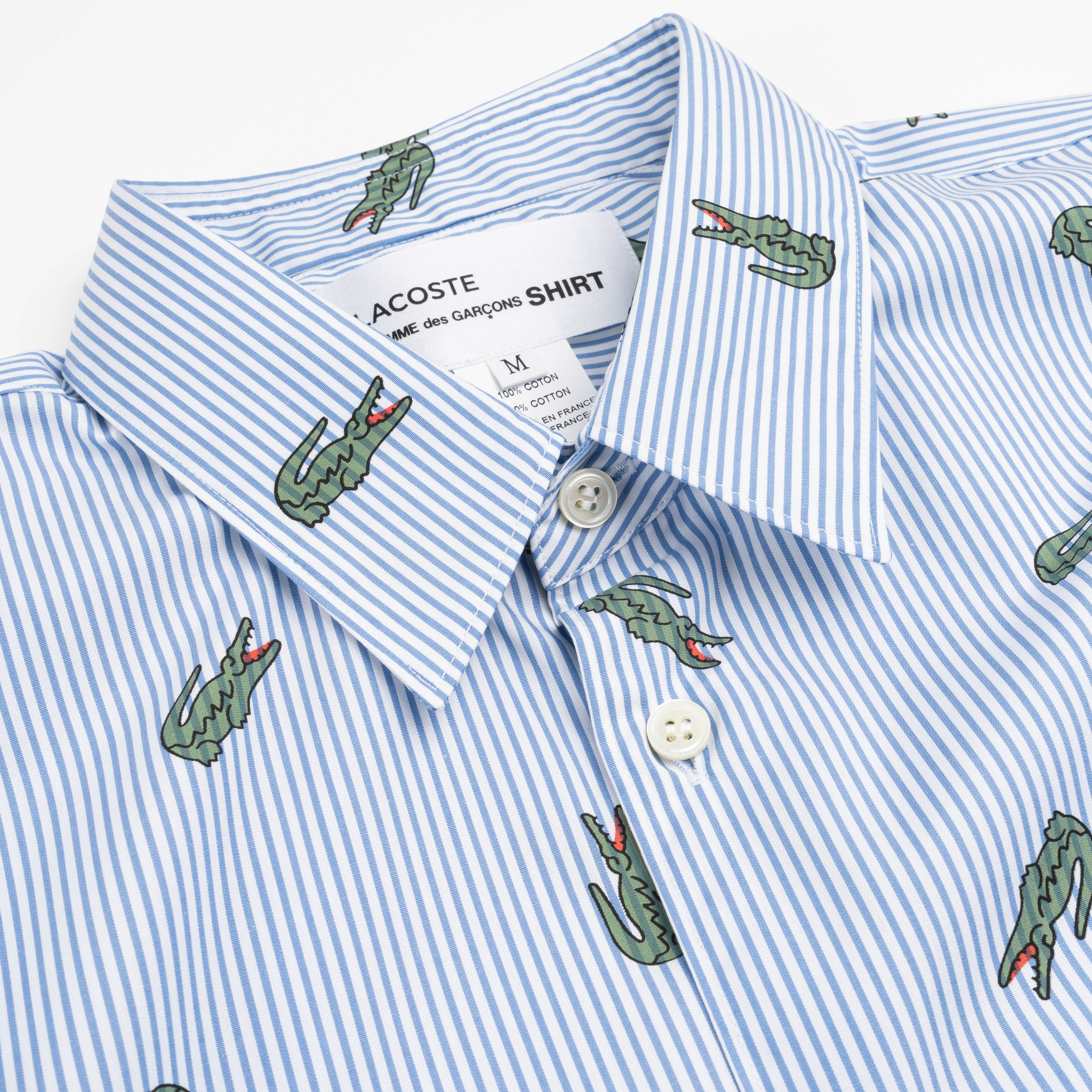 CDG SHIRT Lacoste Print Shirt FL-B004-W23 Blue Stripe