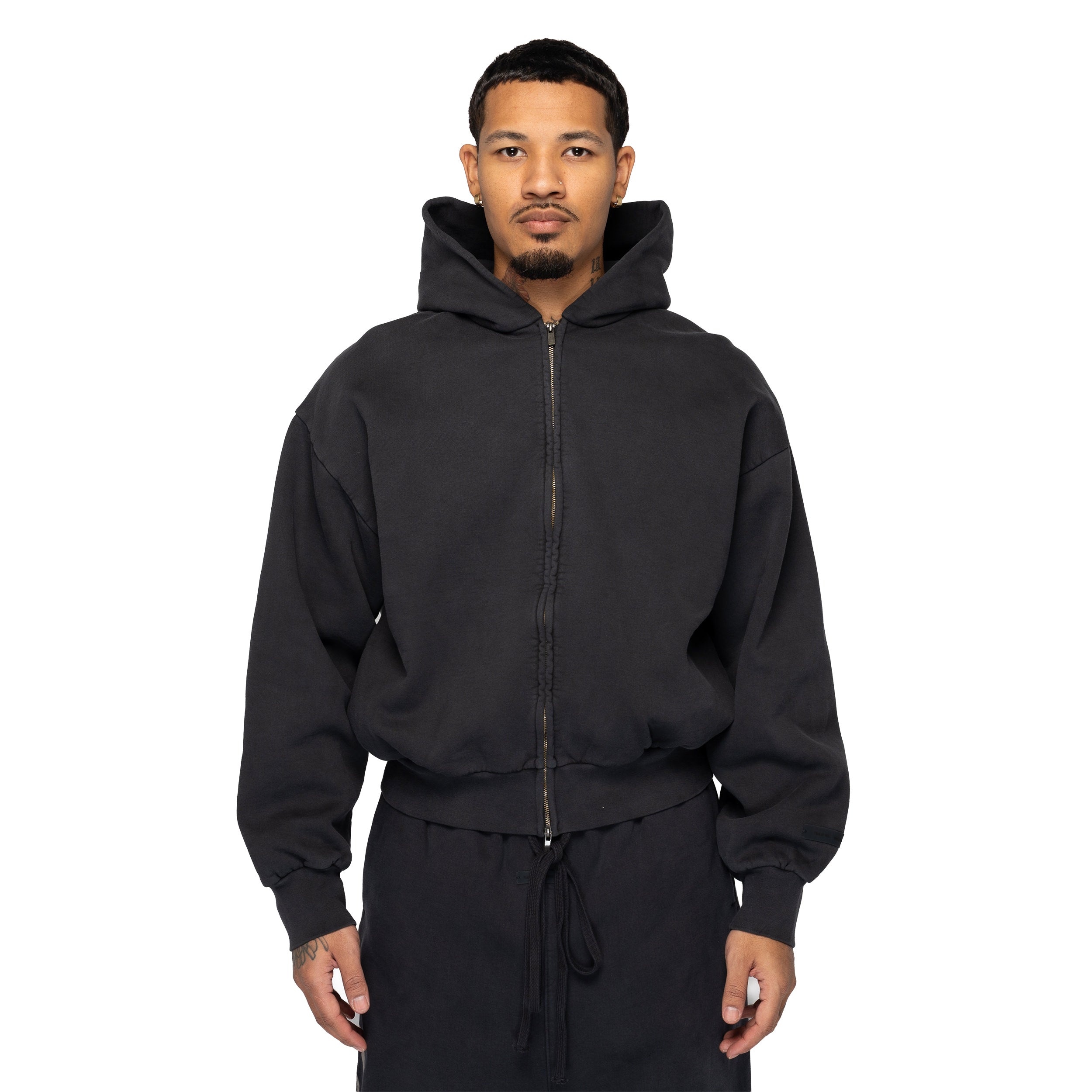 トップス black Embroidered Classic Zip Hoodie Vintage Black 192HO254782F – Capsule