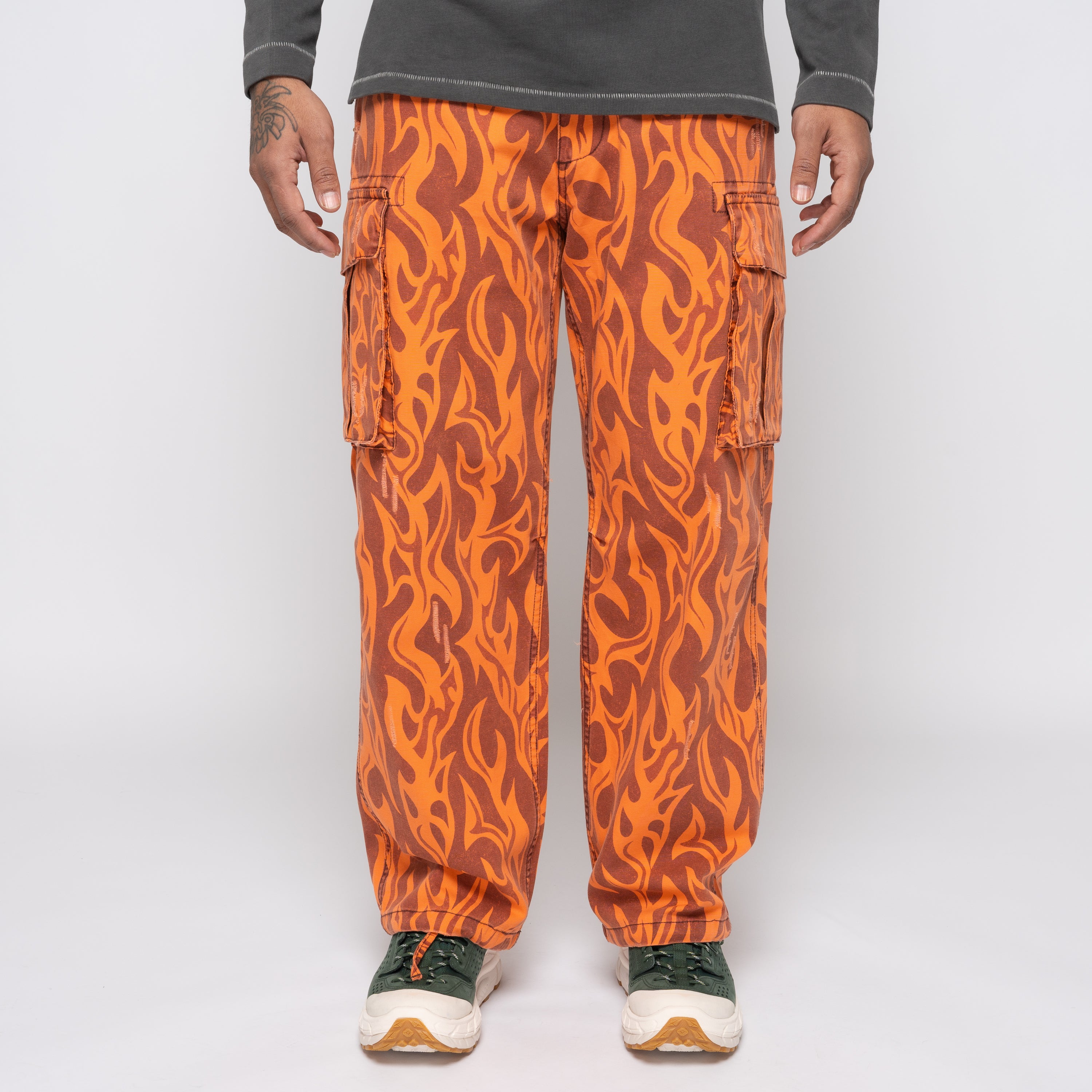 Printed Cargo Pants Orange Flame ERL08P006