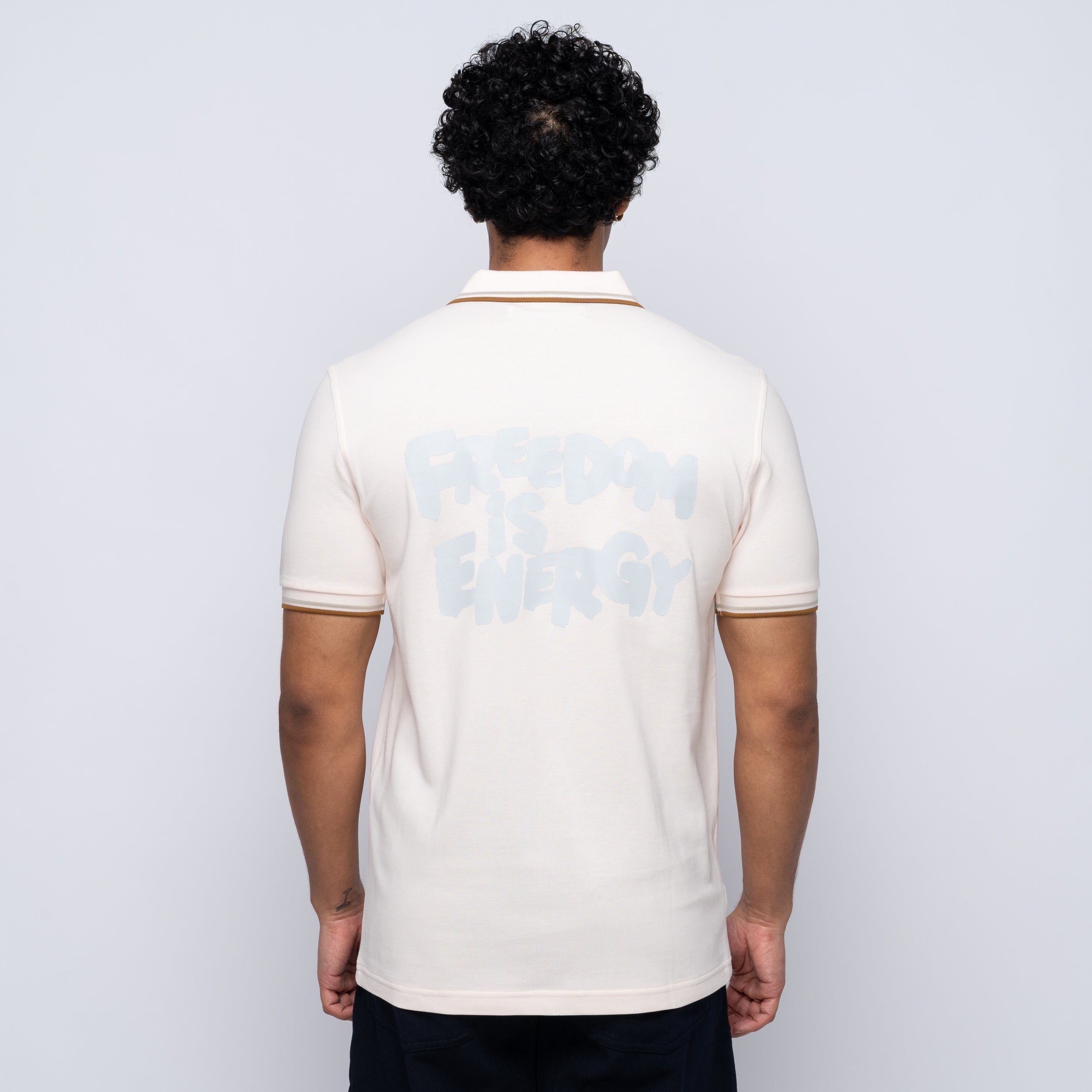 CDG SHIRT x Fred Perry Freedom Is Energy Polo Shirt Peach FO-T501