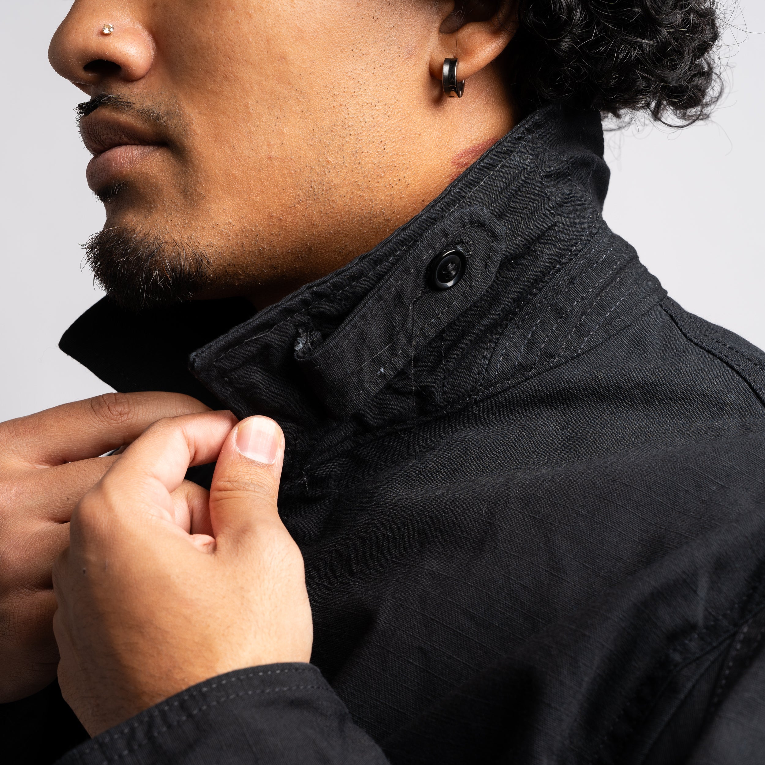 EG G8 Jacket 23F1D062 Black Heavyweight Cotton Ripstop