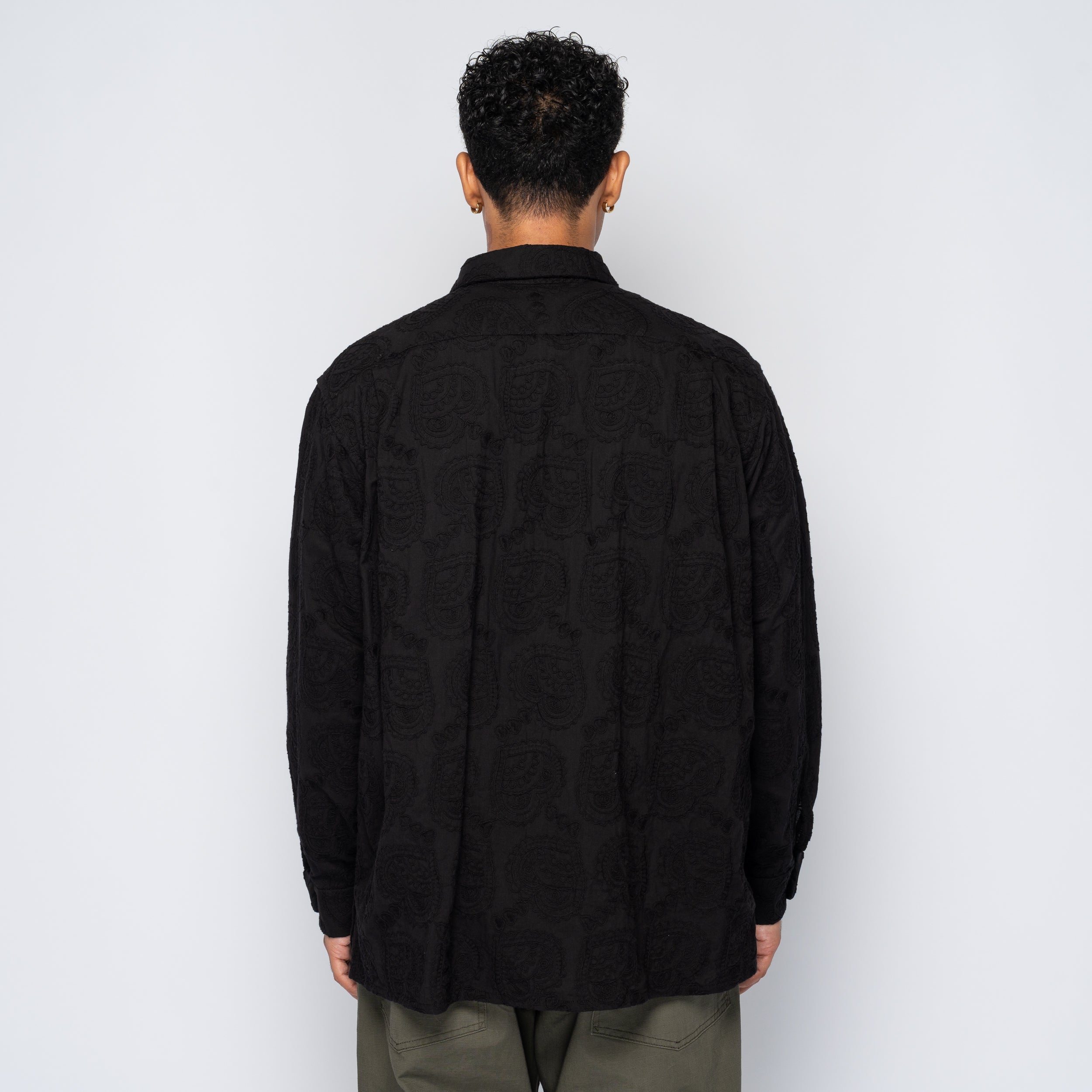 EG Classic Shirt Black Paisley Embroidery 25F1A005