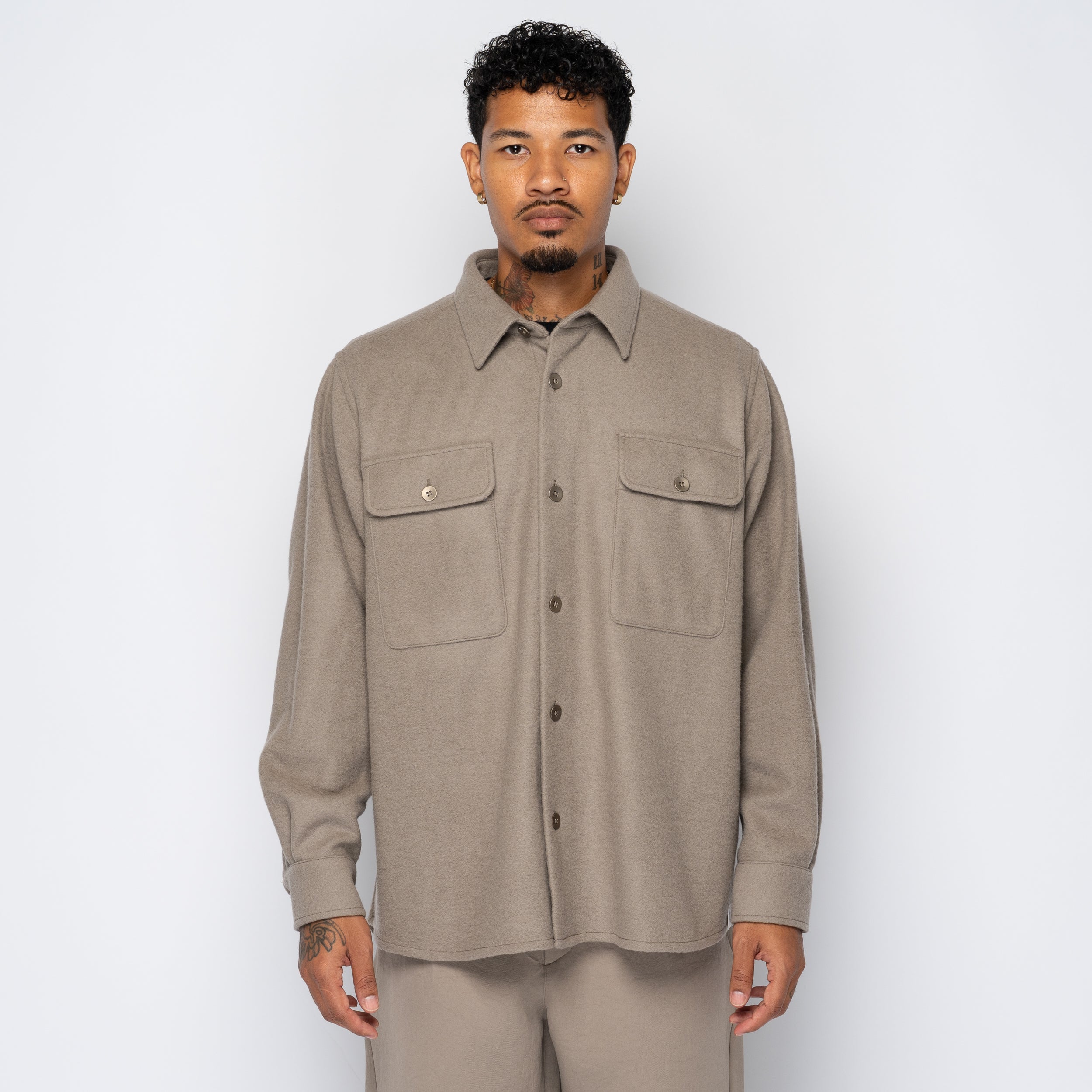 Wool Coptis Shirt Taupe GL55701