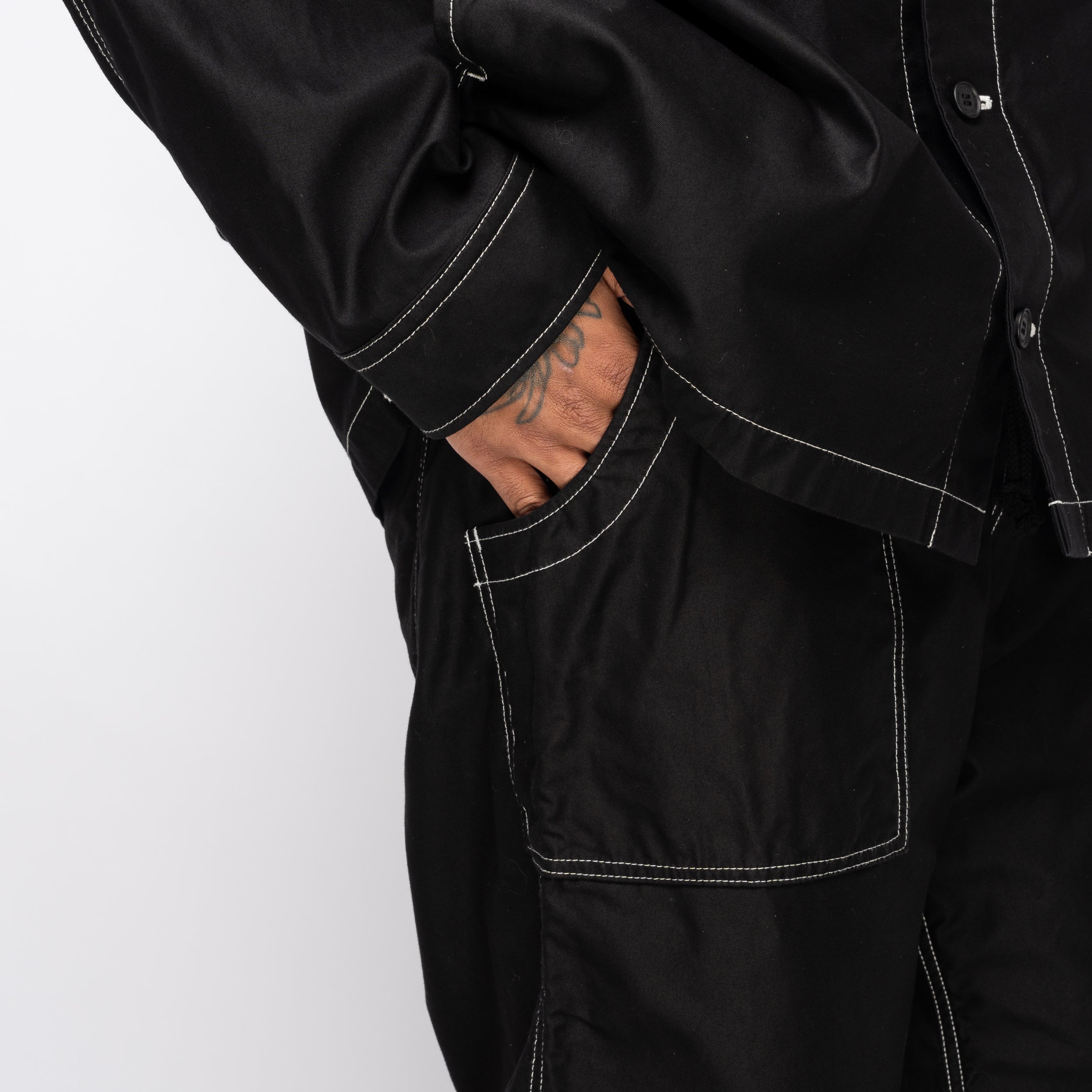 CdGH Top Stitch Drawcord Trouser Black HP-P018-051-1