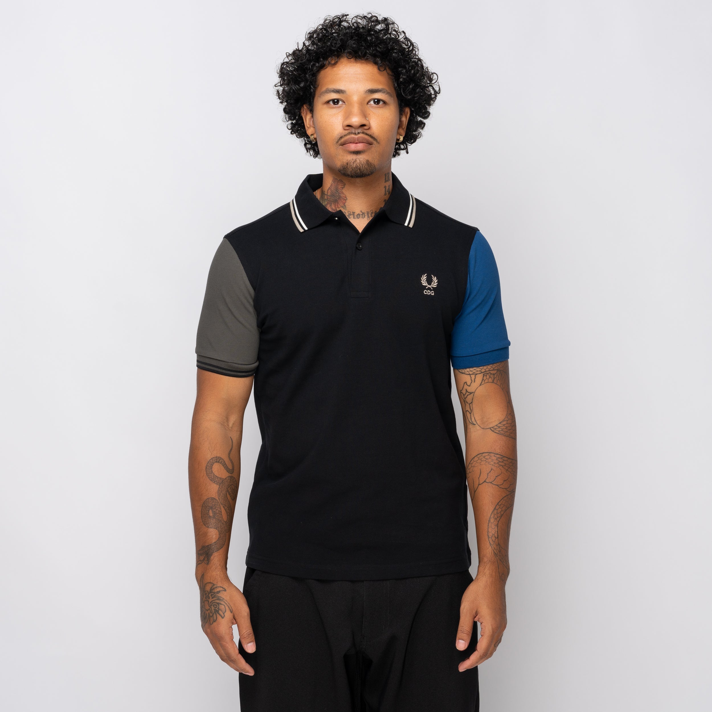 CDG Shirt x Fred Perry S/S Polo Shirt Black/Grey FP-T502-W25