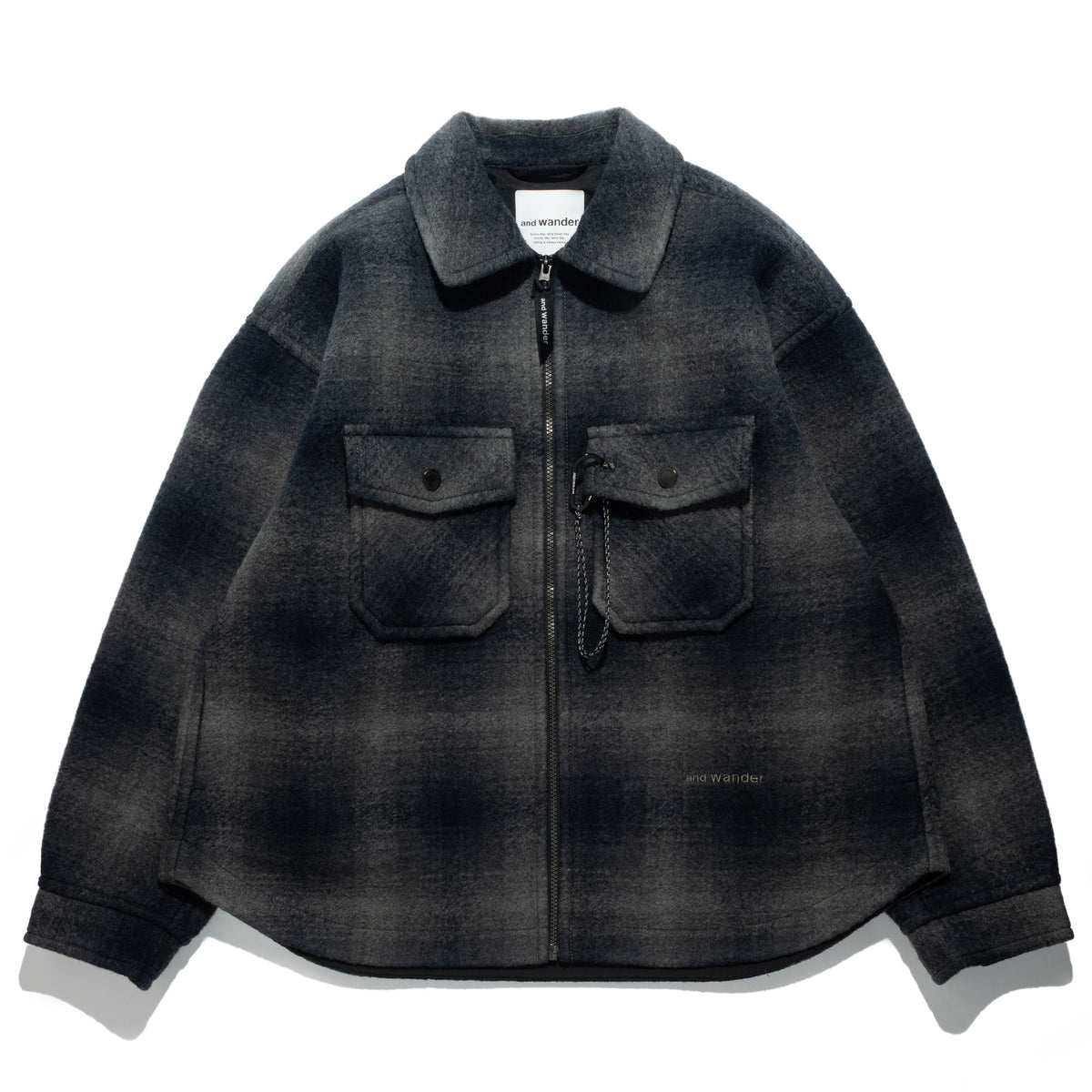 Wool Shaggy Check Zip Jacket Charcoal 574-6281048