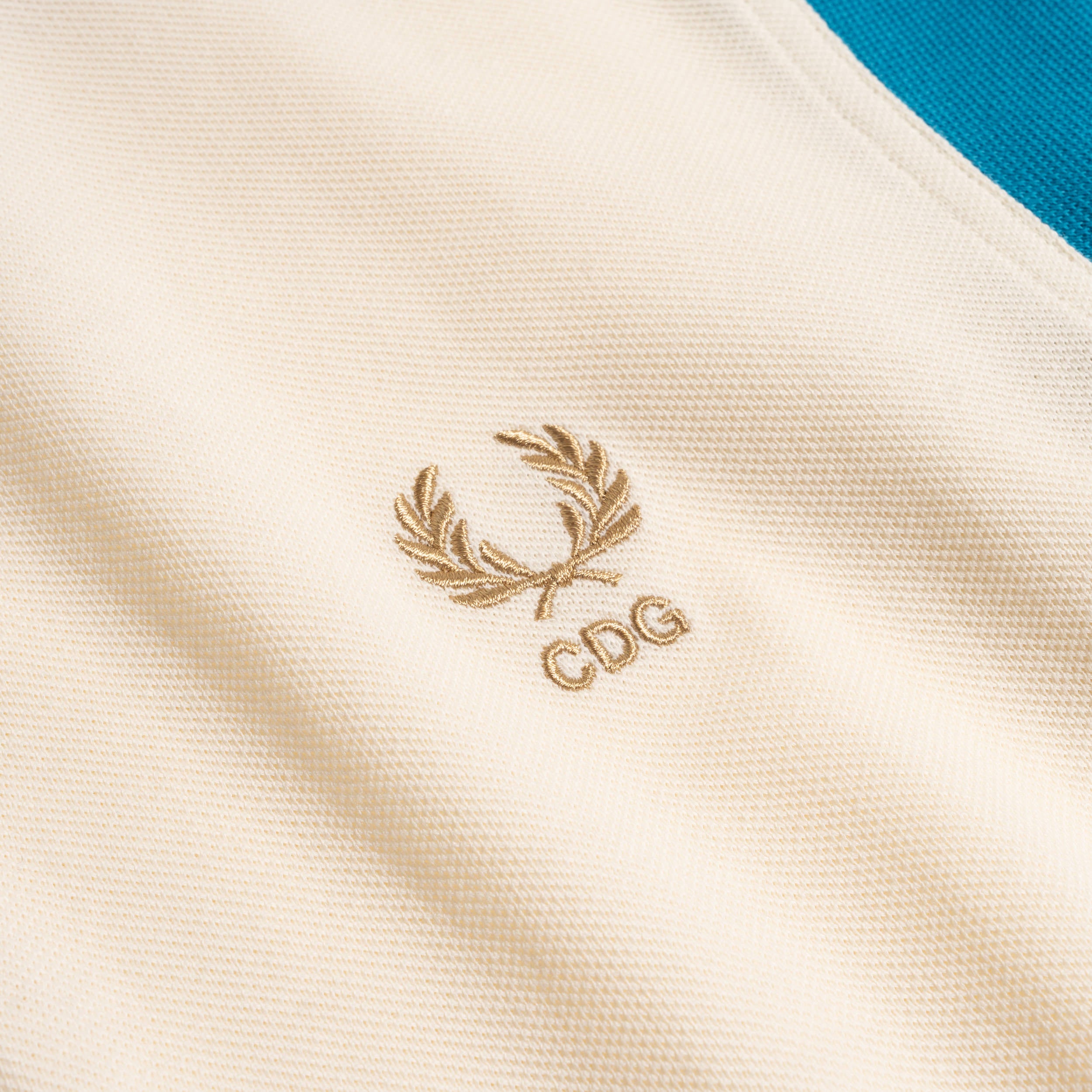 CDG Shirt x Fred Perry S/S Polo Shirt Ecru/Cyan FP-T503-W25