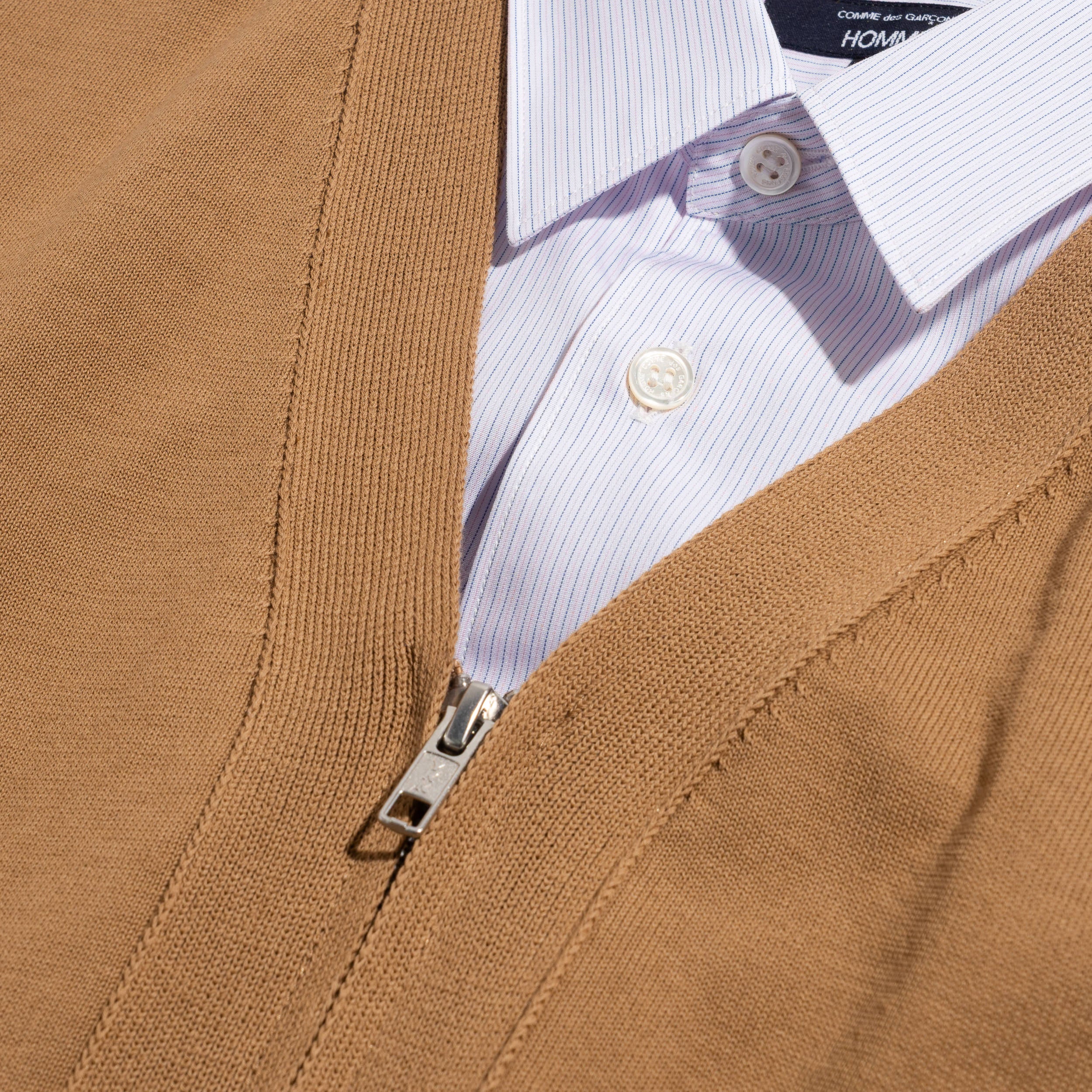 CdGH Knitted Vest Shirt Brown Stripe HQ-B010-051-2