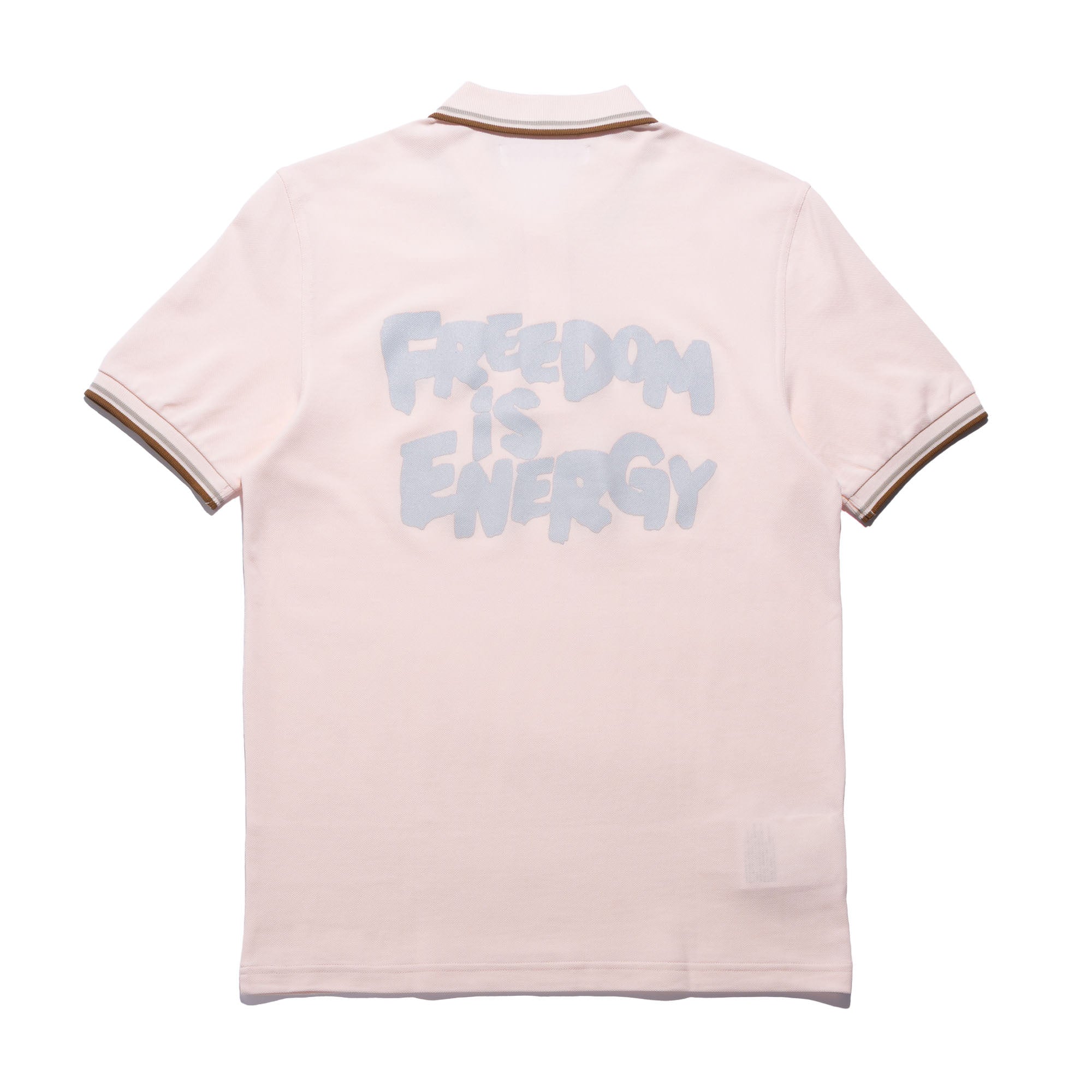CDG SHIRT x Fred Perry Freedom Is Energy Polo Shirt Peach FO CDG SHIRT x Fred Perry Freedom Is Energy Polo Shirt Peach FO