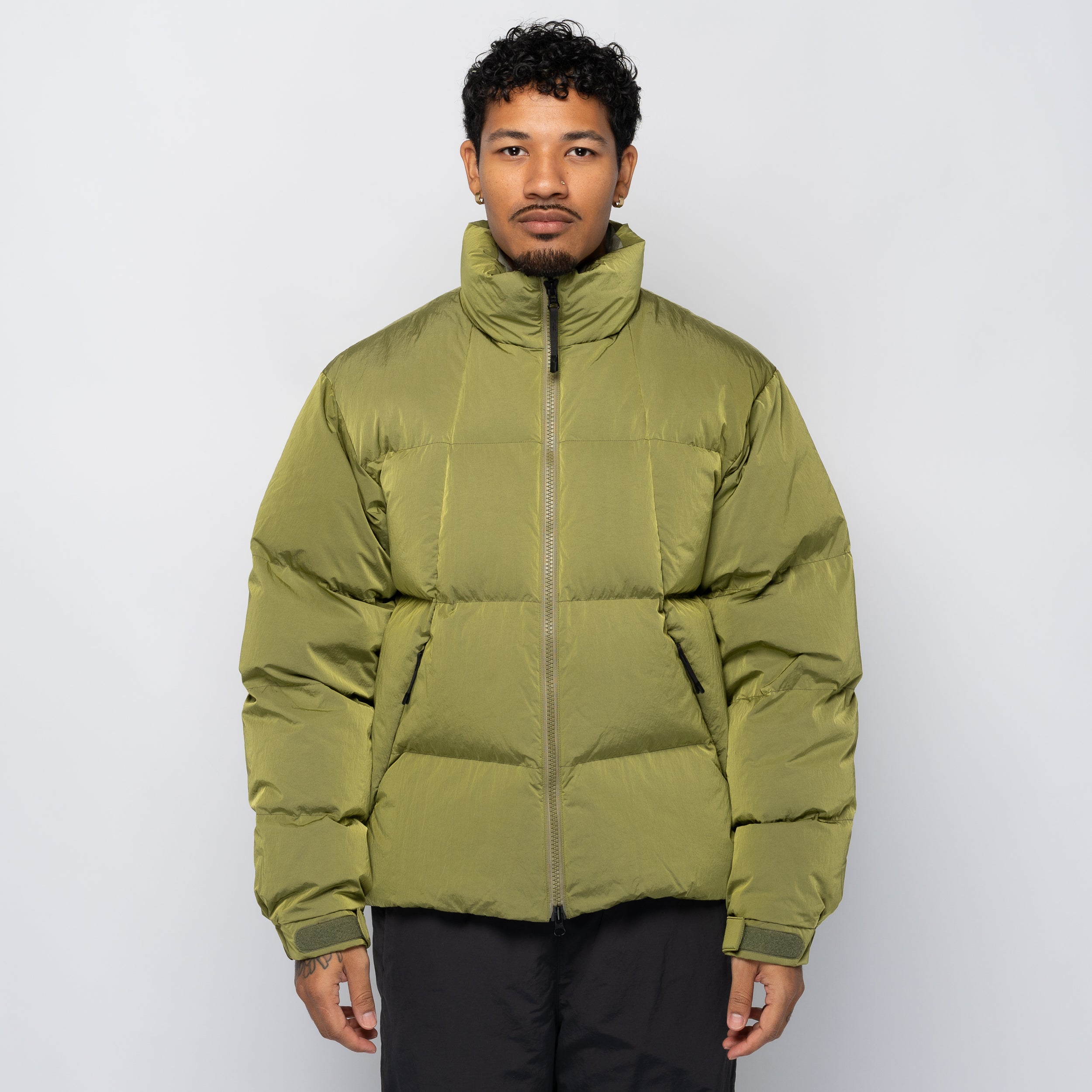 Dope Dyed Ripple Nylon Down Jacket Uji Tea GL25339