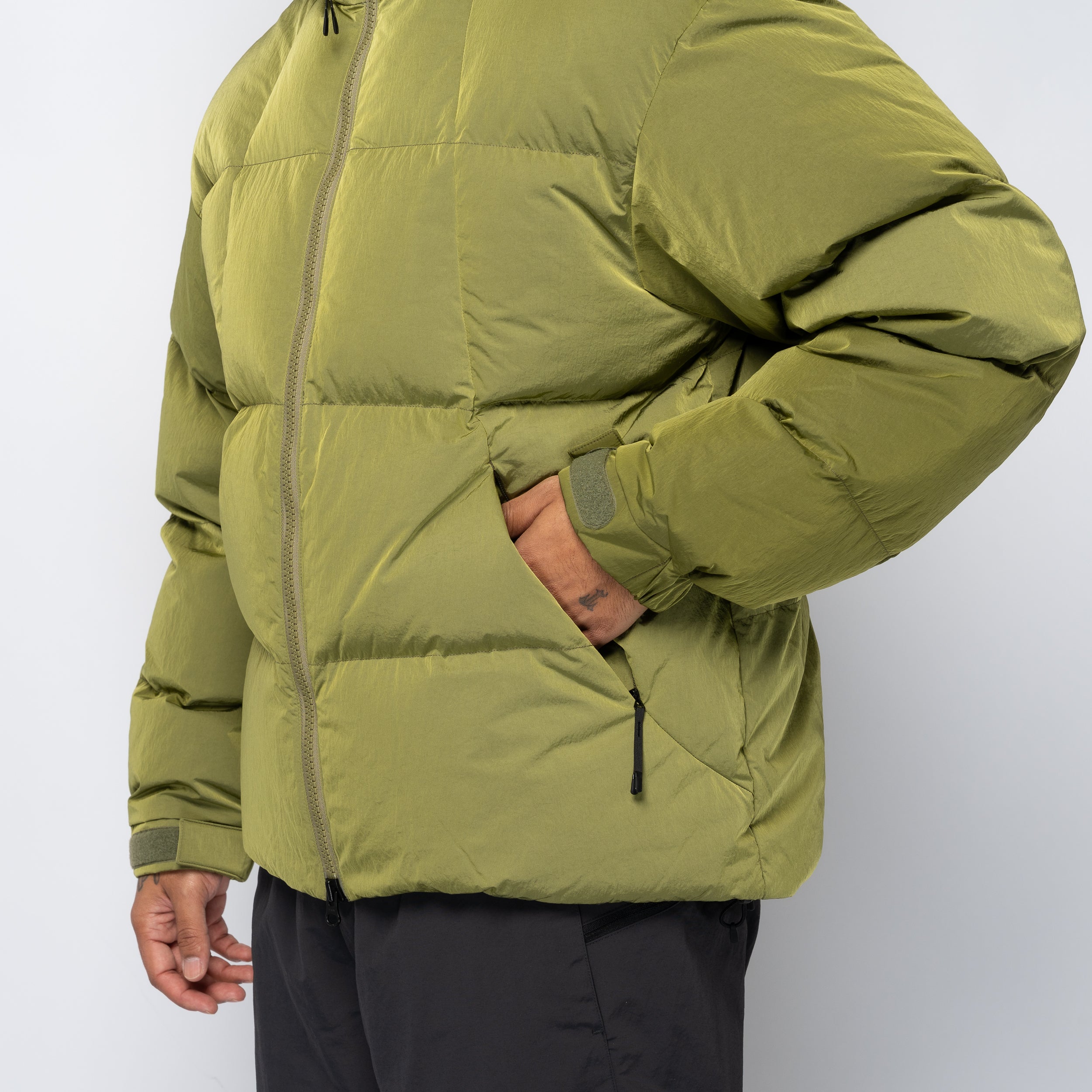 Dope Dyed Ripple Nylon Down Jacket Uji Tea GL25339