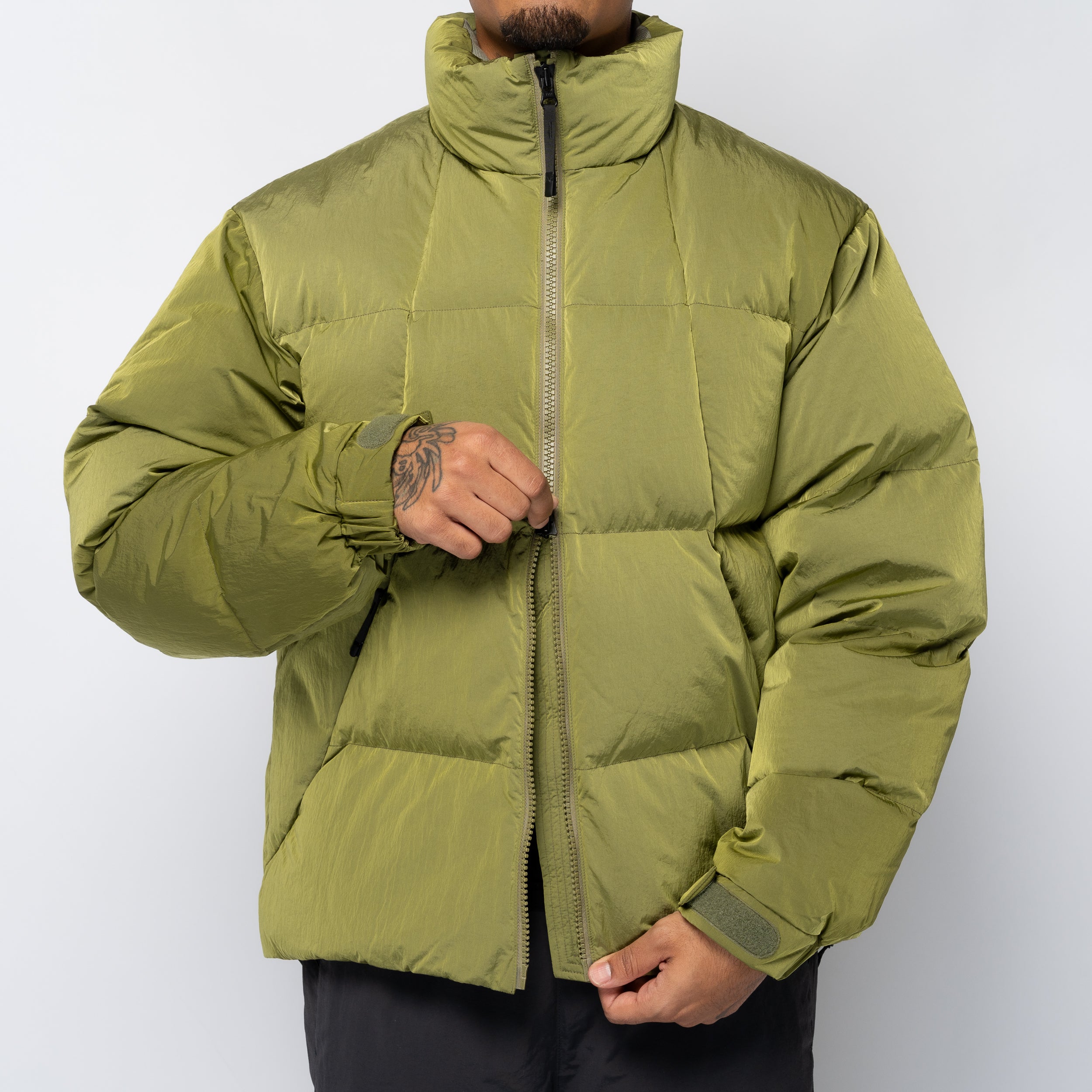 Dope Dyed Ripple Nylon Down Jacket Uji Tea GL25339
