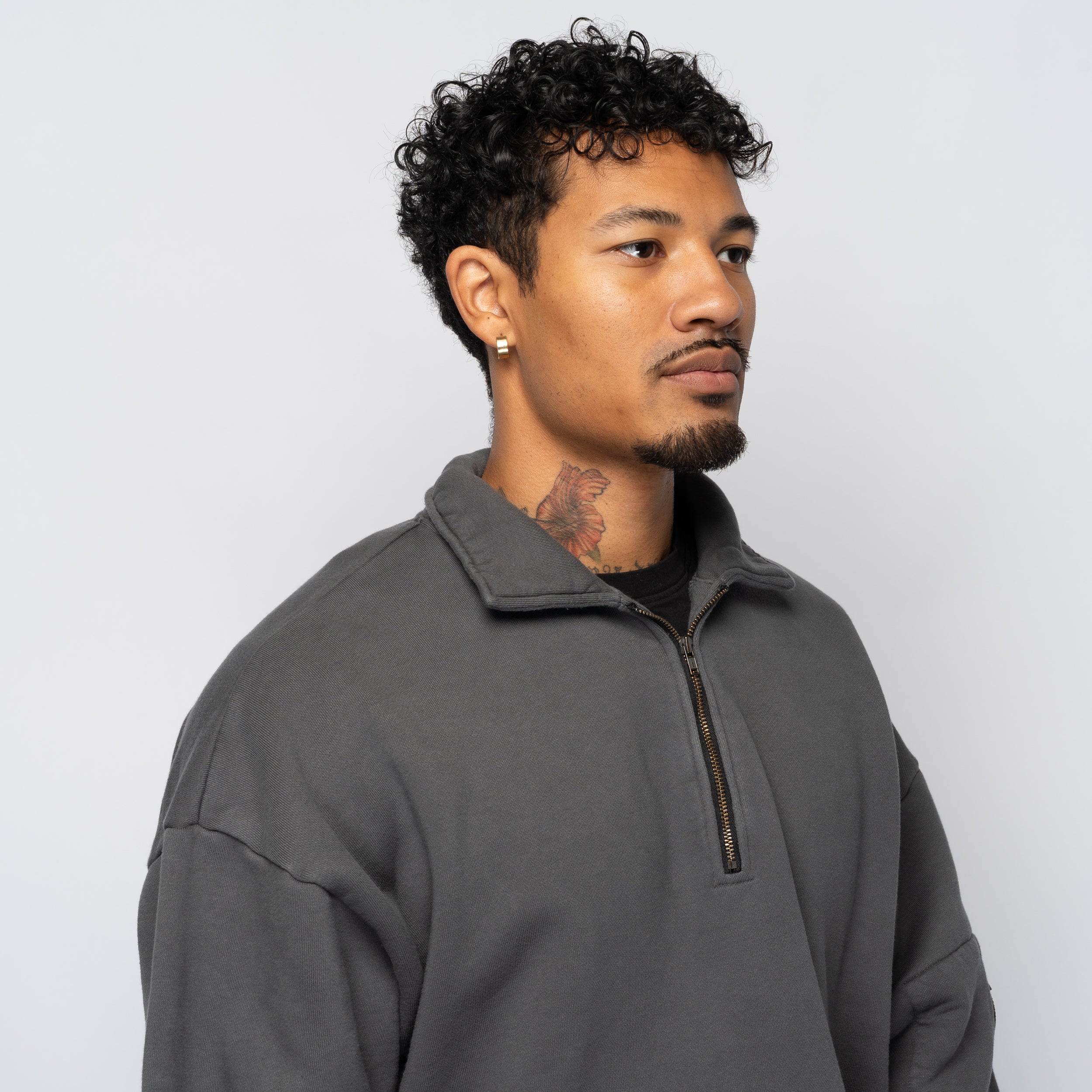 Pig Dyed Zip Sweat Black 1007AWCS04