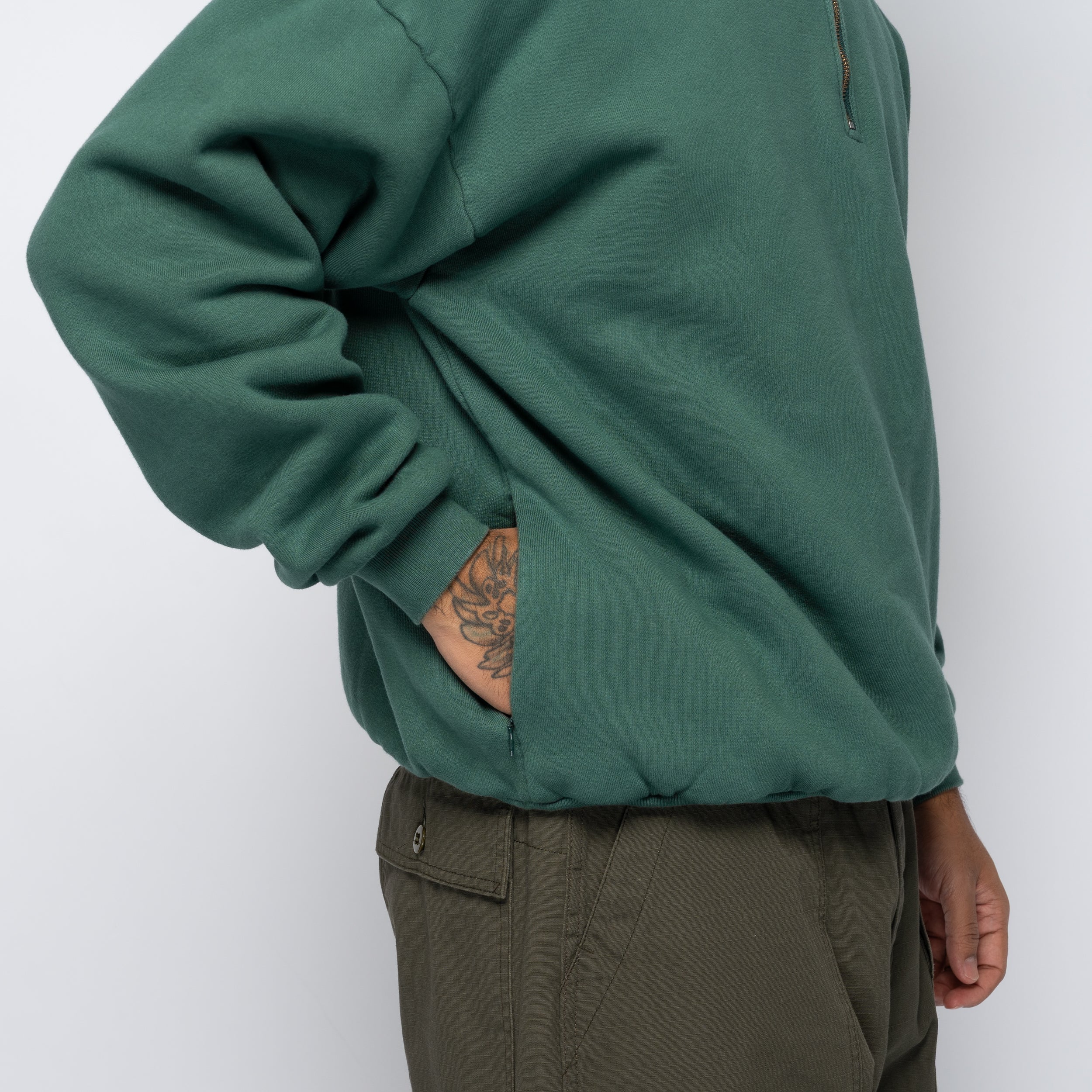 Pig Dyed Zip Sweatshirt Green 1007AWCS04