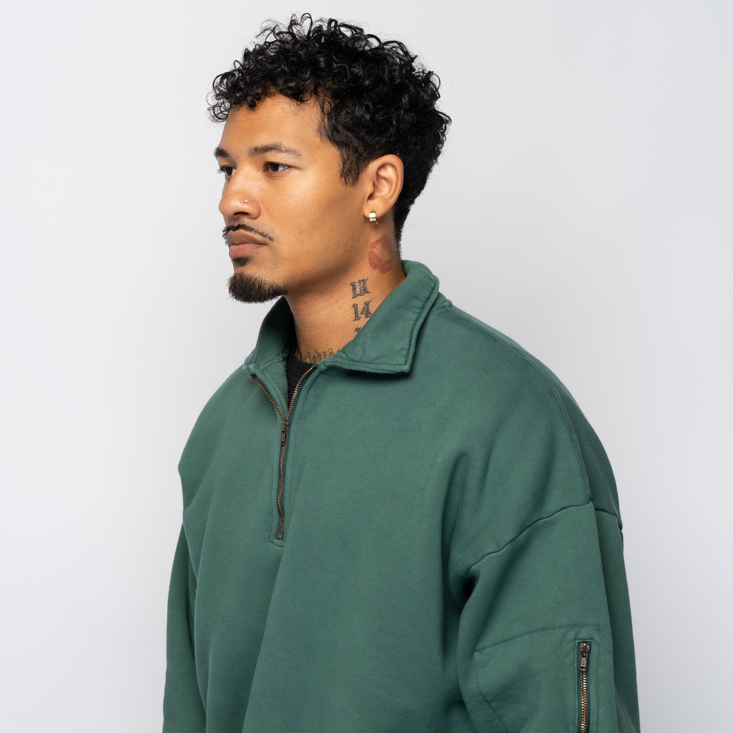 Pig Dyed Zip Sweatshirt Green 1007AWCS04