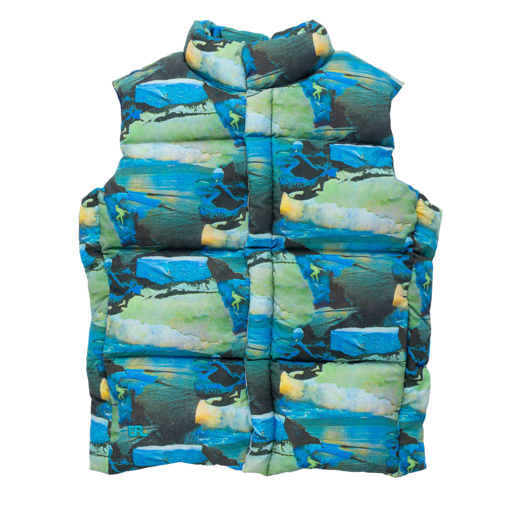 ERL Printed Quilted Puffer Vest ERL06J006 Green Sunset