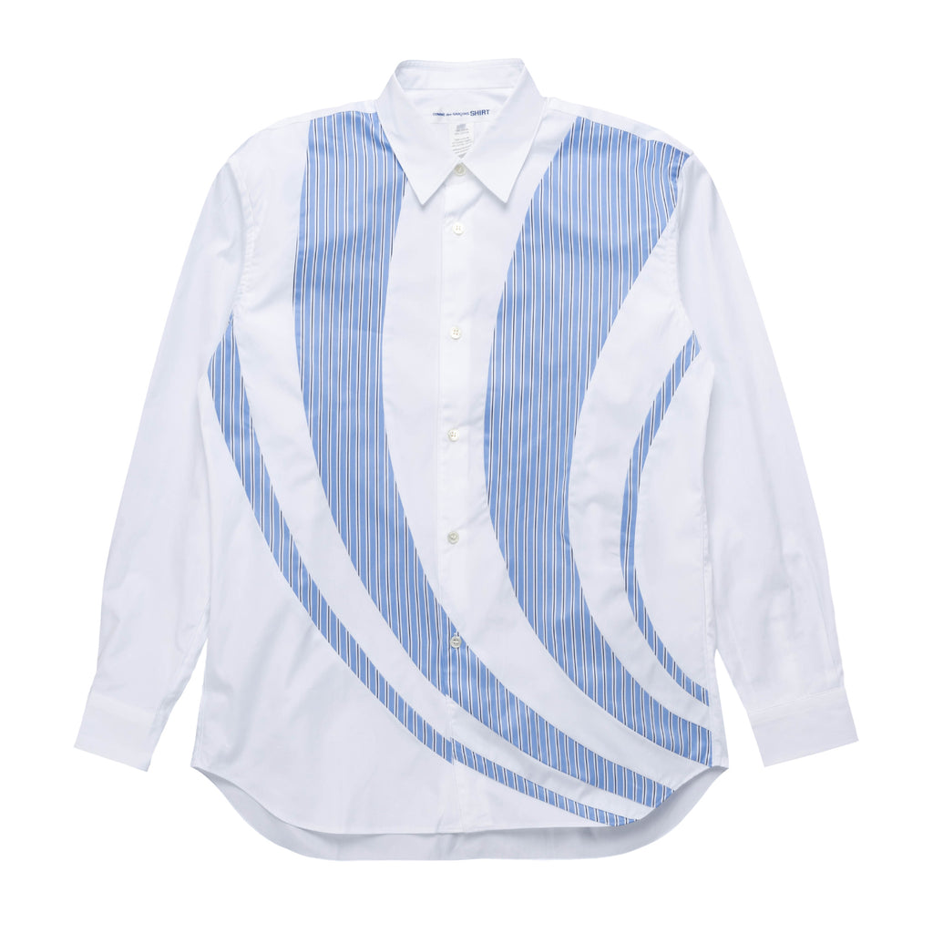 CDG SHIRT Patchwork Swirl Stripe Shirt FK-B008-S23-1 White