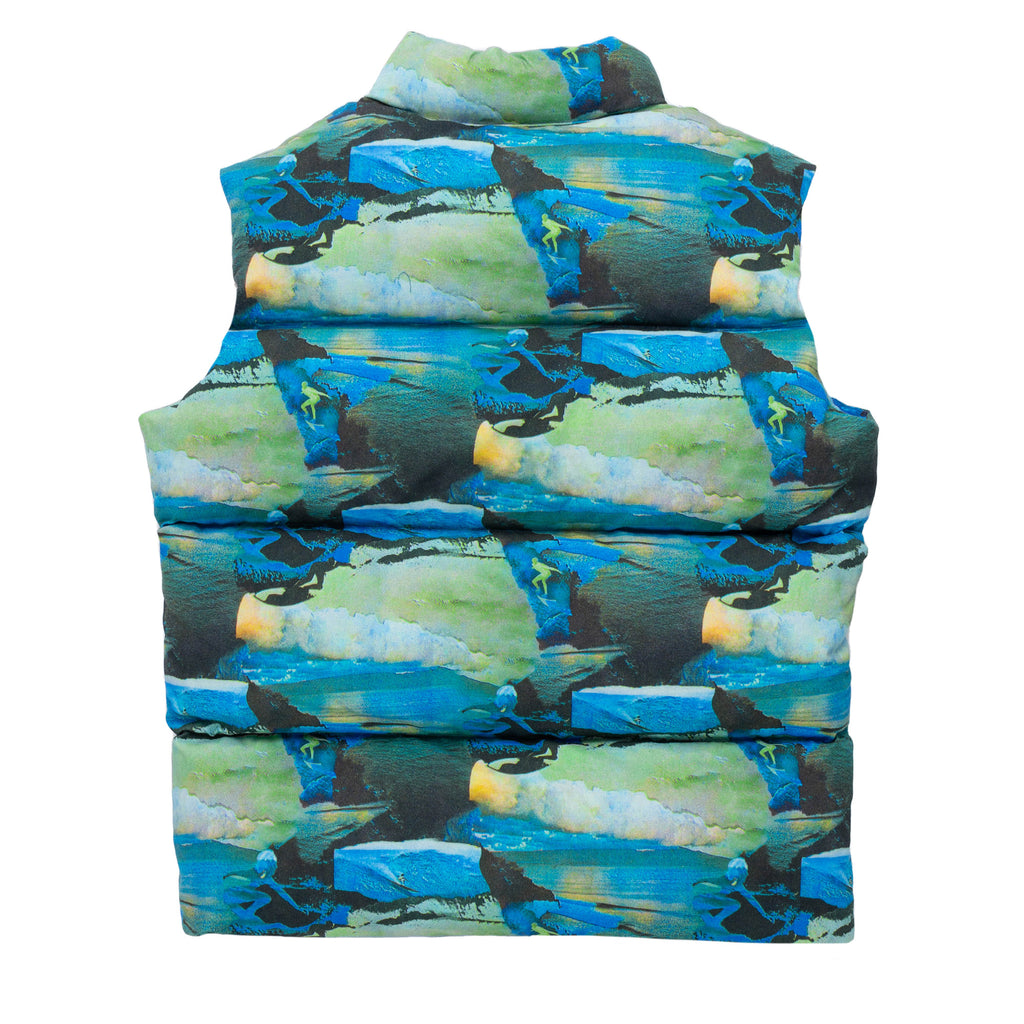 ERL Printed Quilted Puffer Vest ERL06J006 Green Sunset