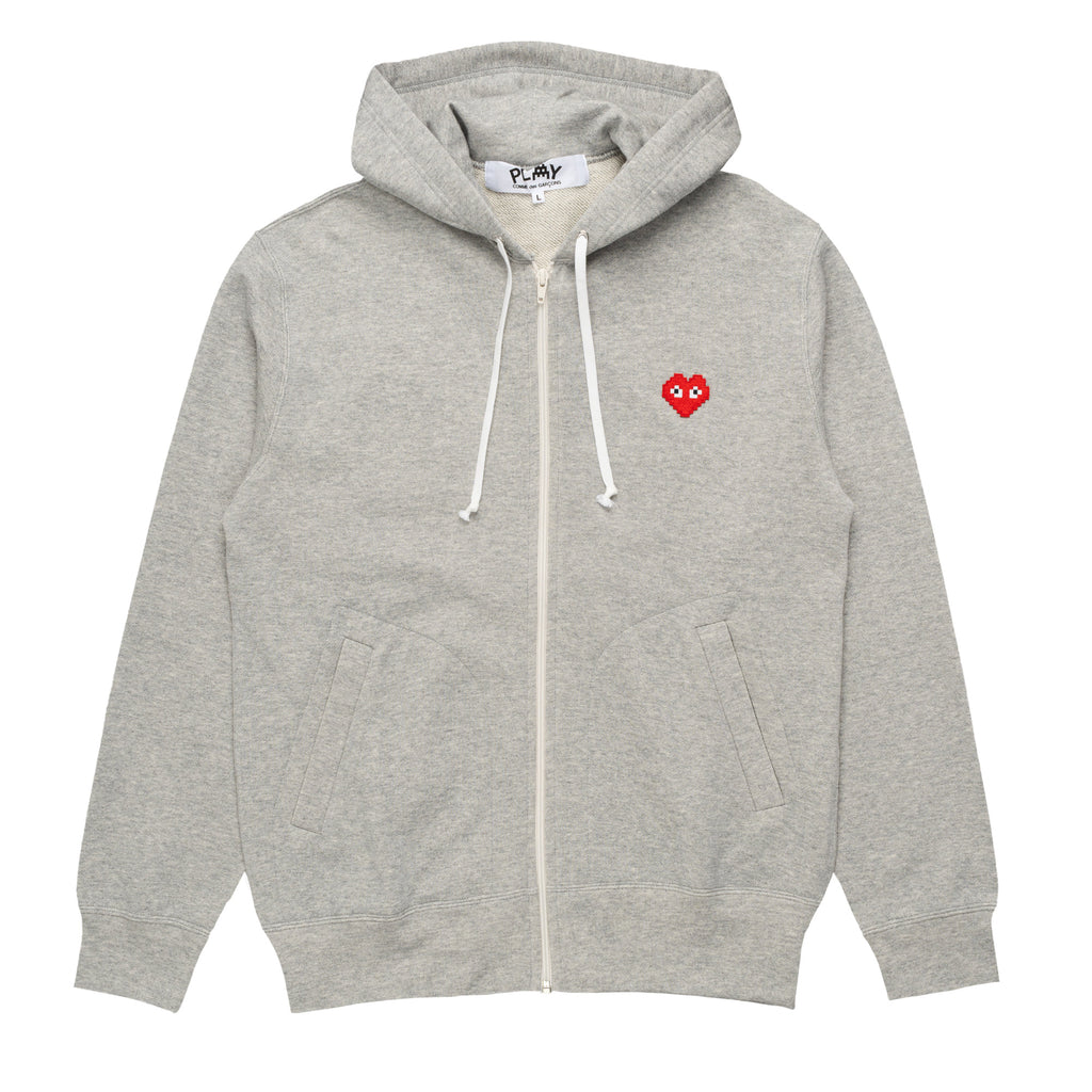 Pixel Heart Zip Hoodie AZ-T326-051-1 Grey