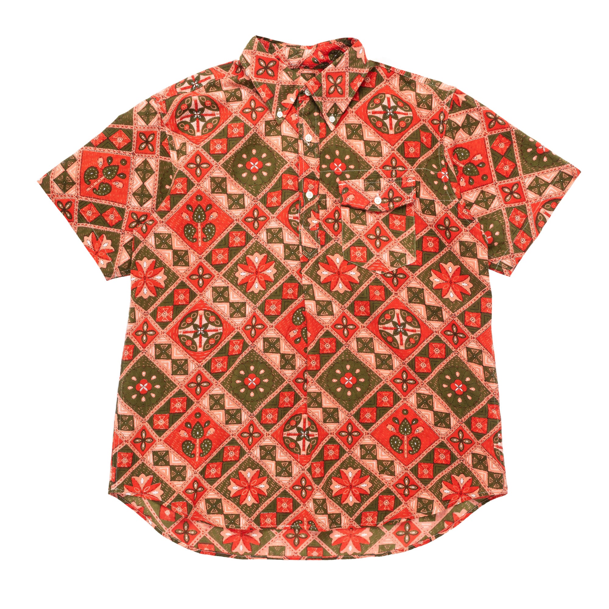 Popover BD Shirt 23S1A003 Pink/Olive Cotton Ethno Print