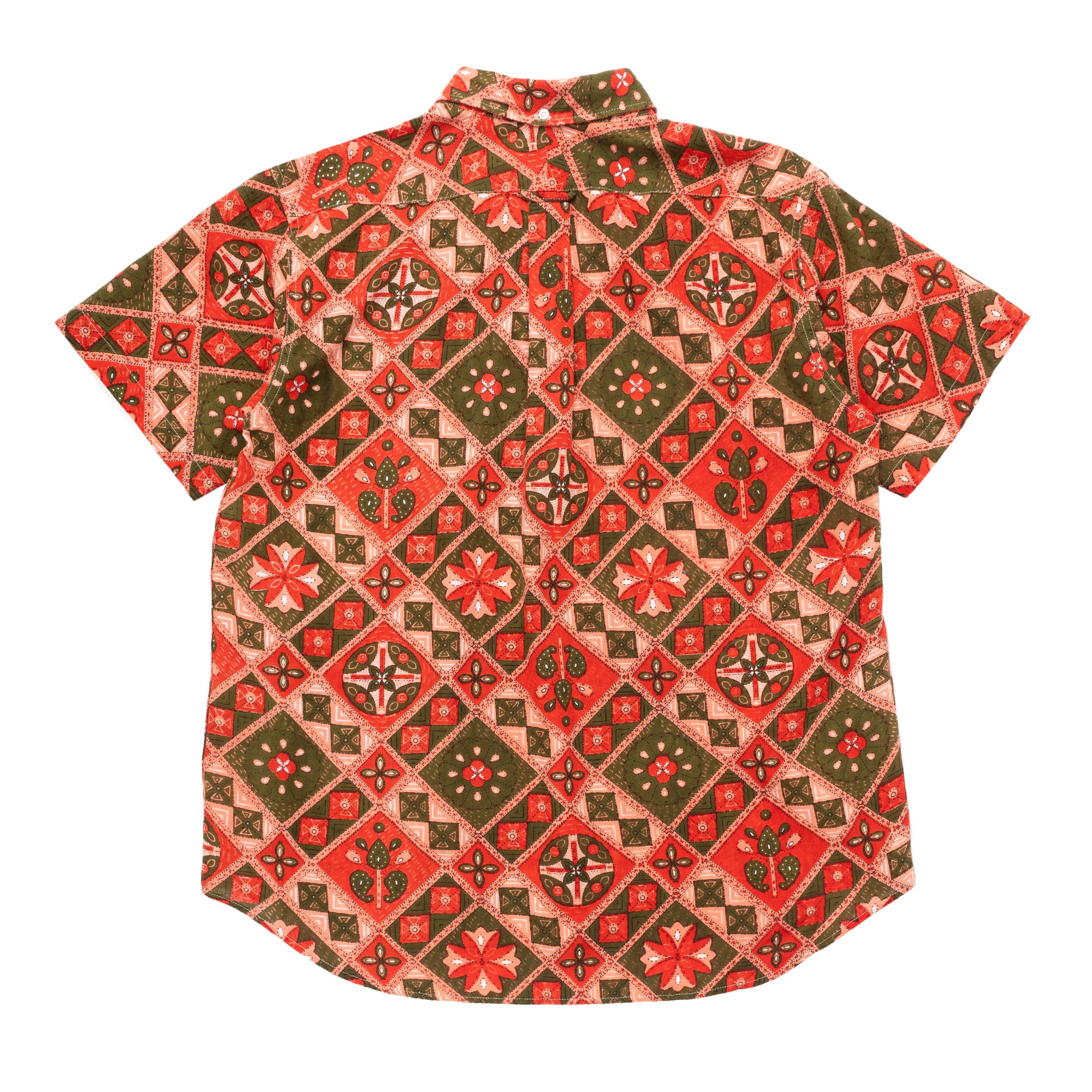 Popover BD Shirt 23S1A003 Pink/Olive Cotton Ethno Print