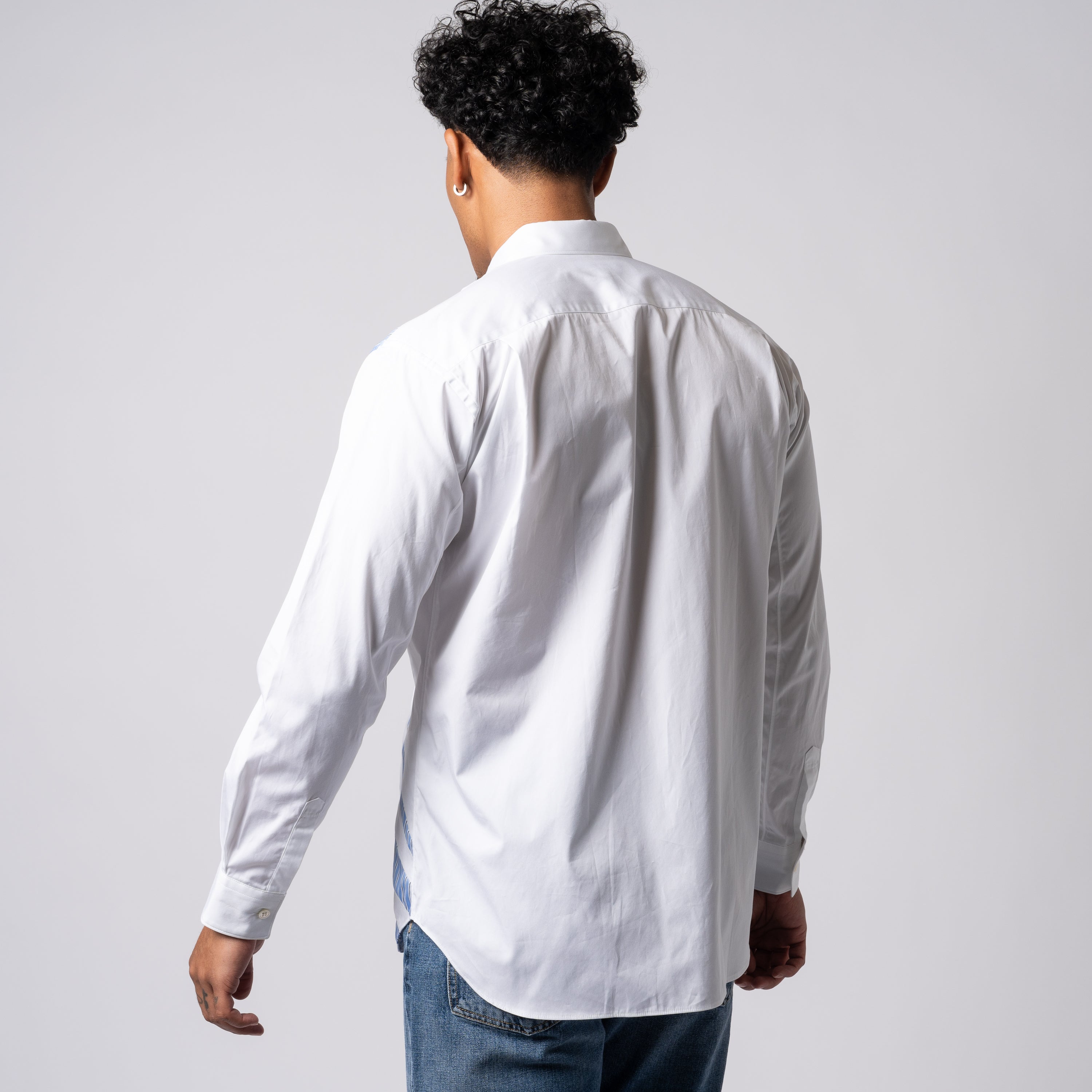 CDG SHIRT Patchwork Swirl Stripe Shirt FK-B008-S23-1 White