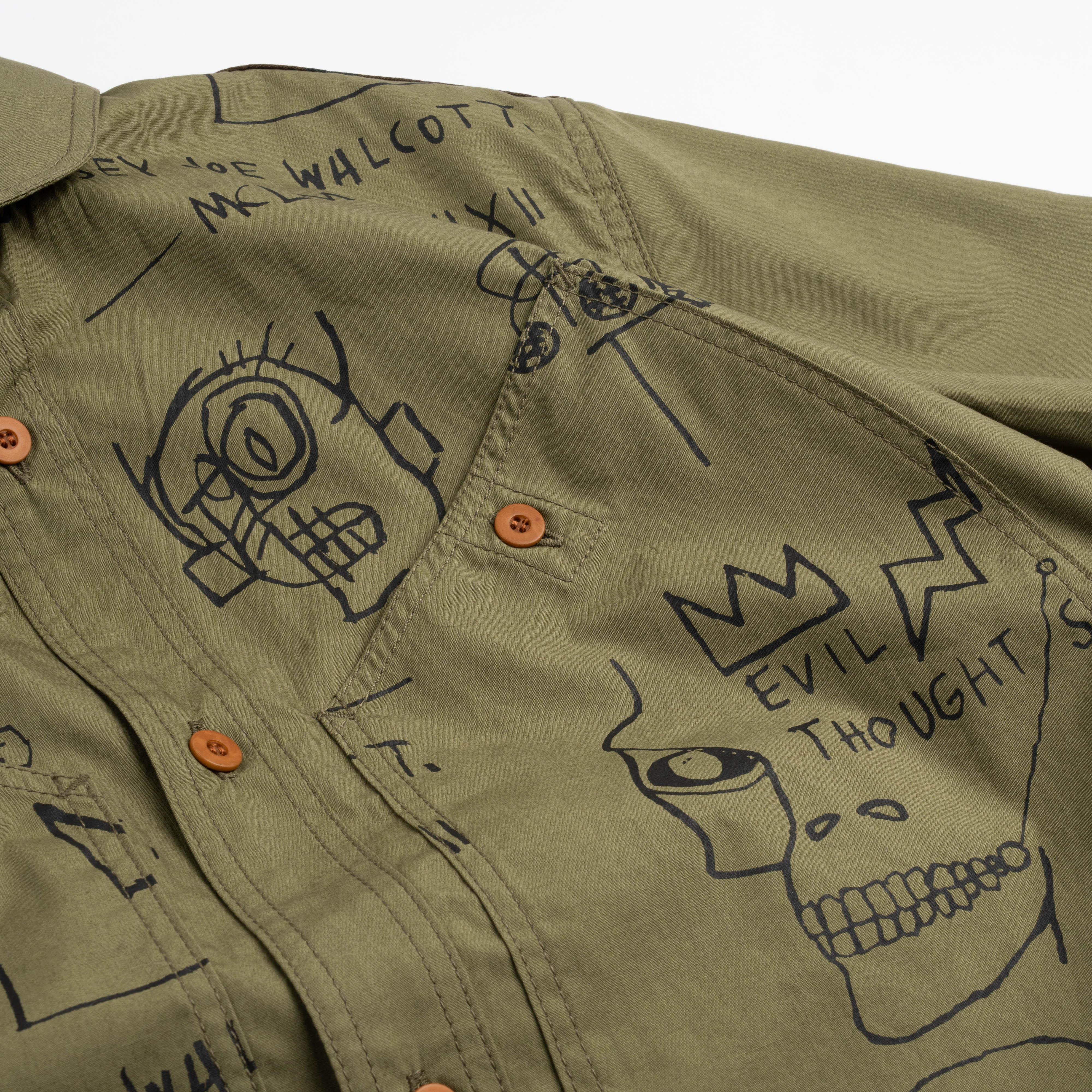 Basquiat Cotton Shirt sun-patch WK-B019-051-1 Olive
